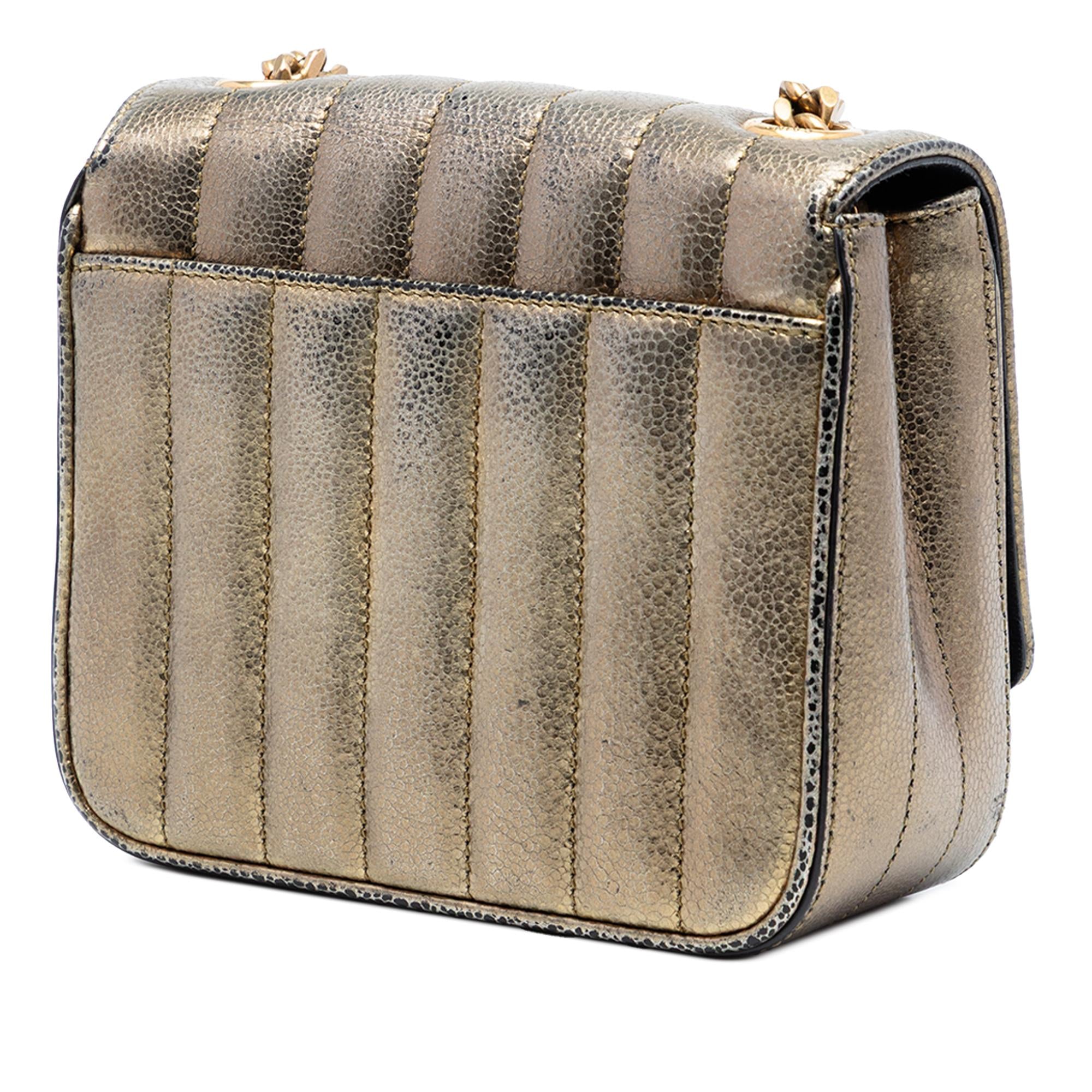 Saint Laurent Small Metallic Grain De Poudre Monogram Vicky Chain Bag