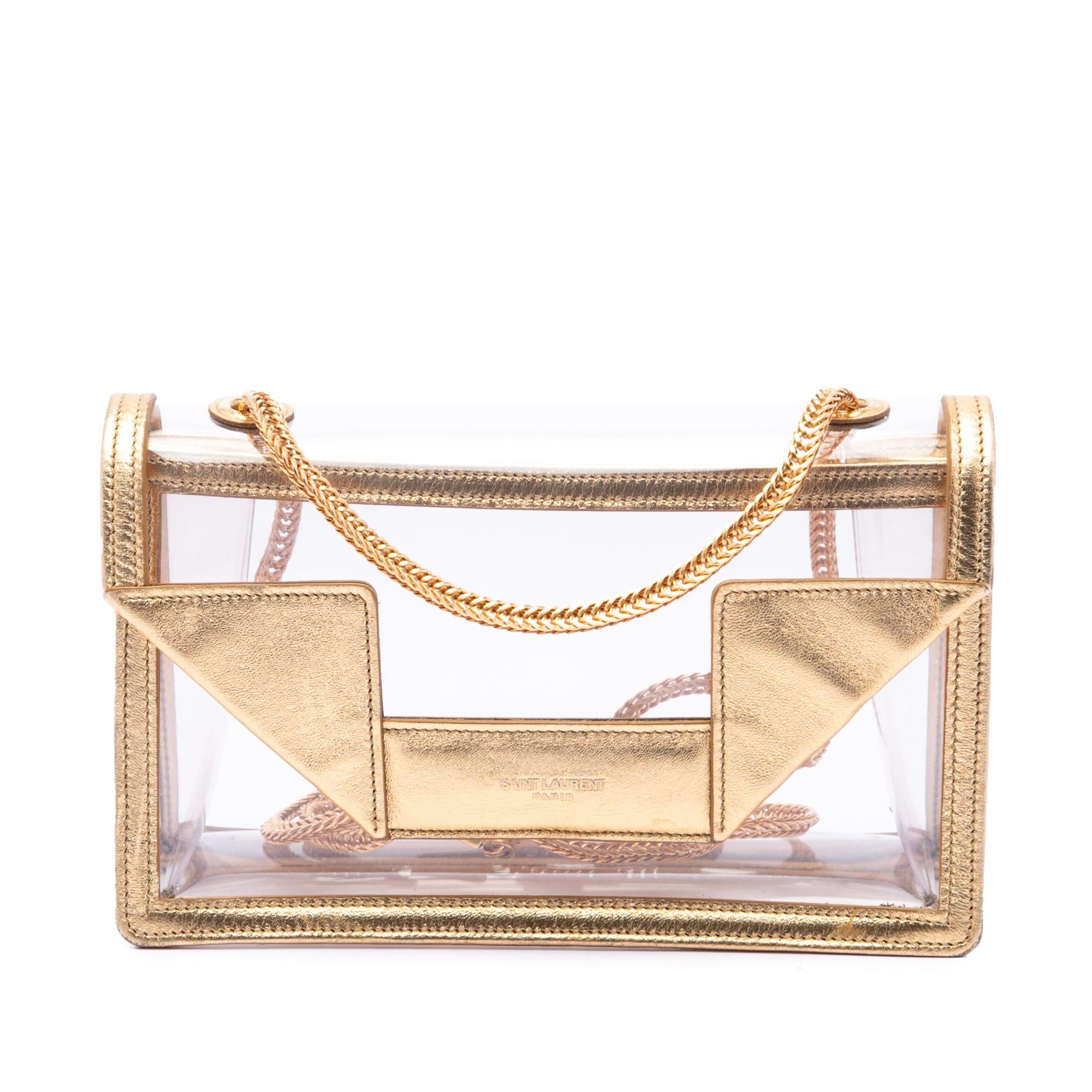 Saint Laurent Small Metallic Leather Trimmed PVC Betty Crossbody
