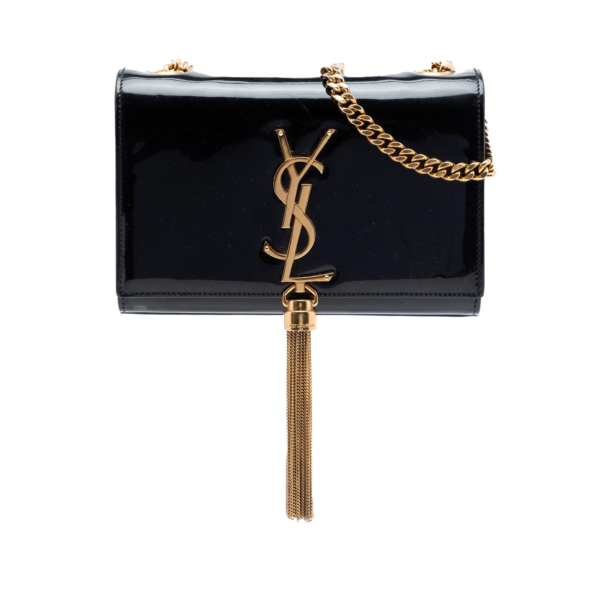 Saint Laurent Small Patent Classic Monogram Kate Tassel Crossbody