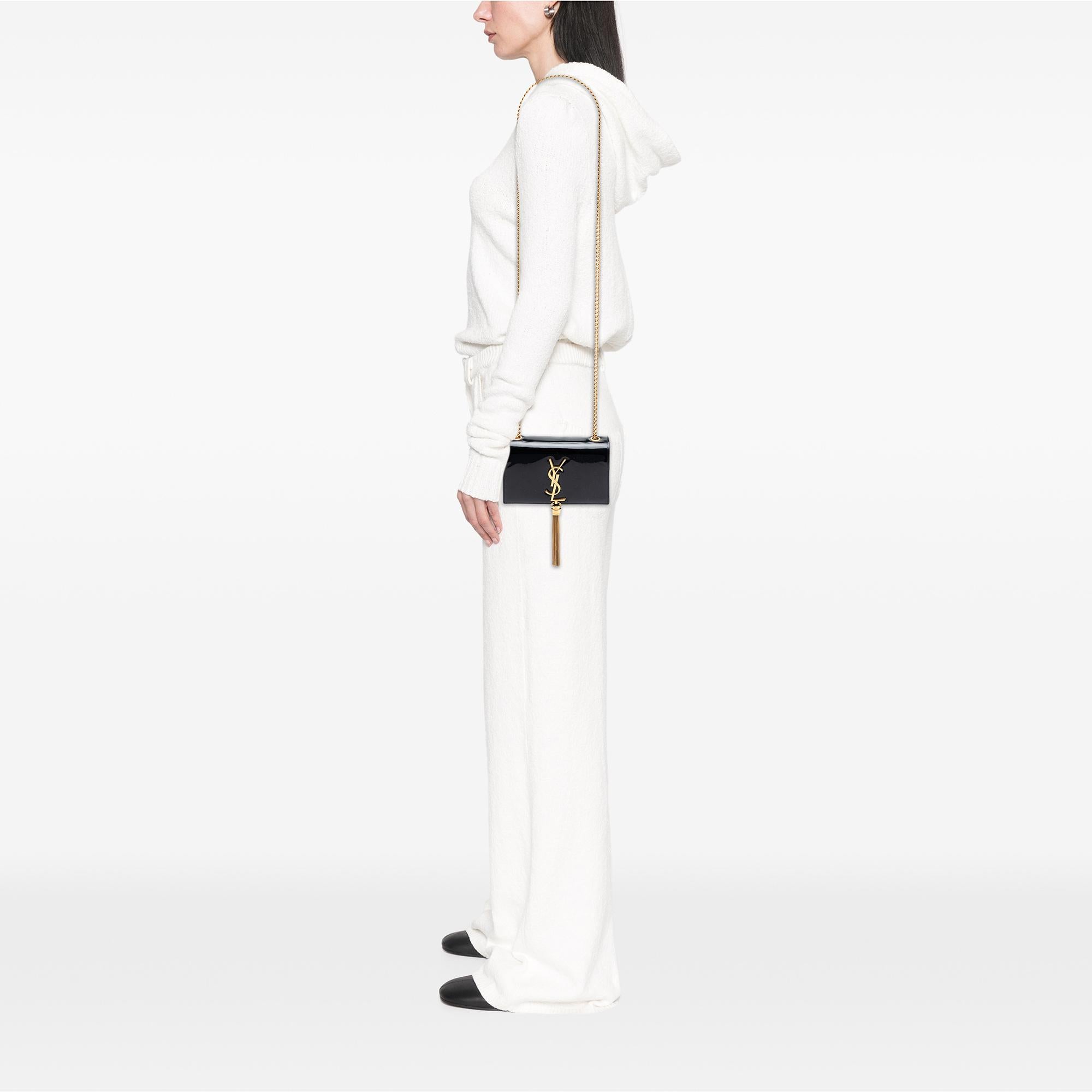 Saint Laurent Small Patent Classic Monogram Kate Tassel Crossbody