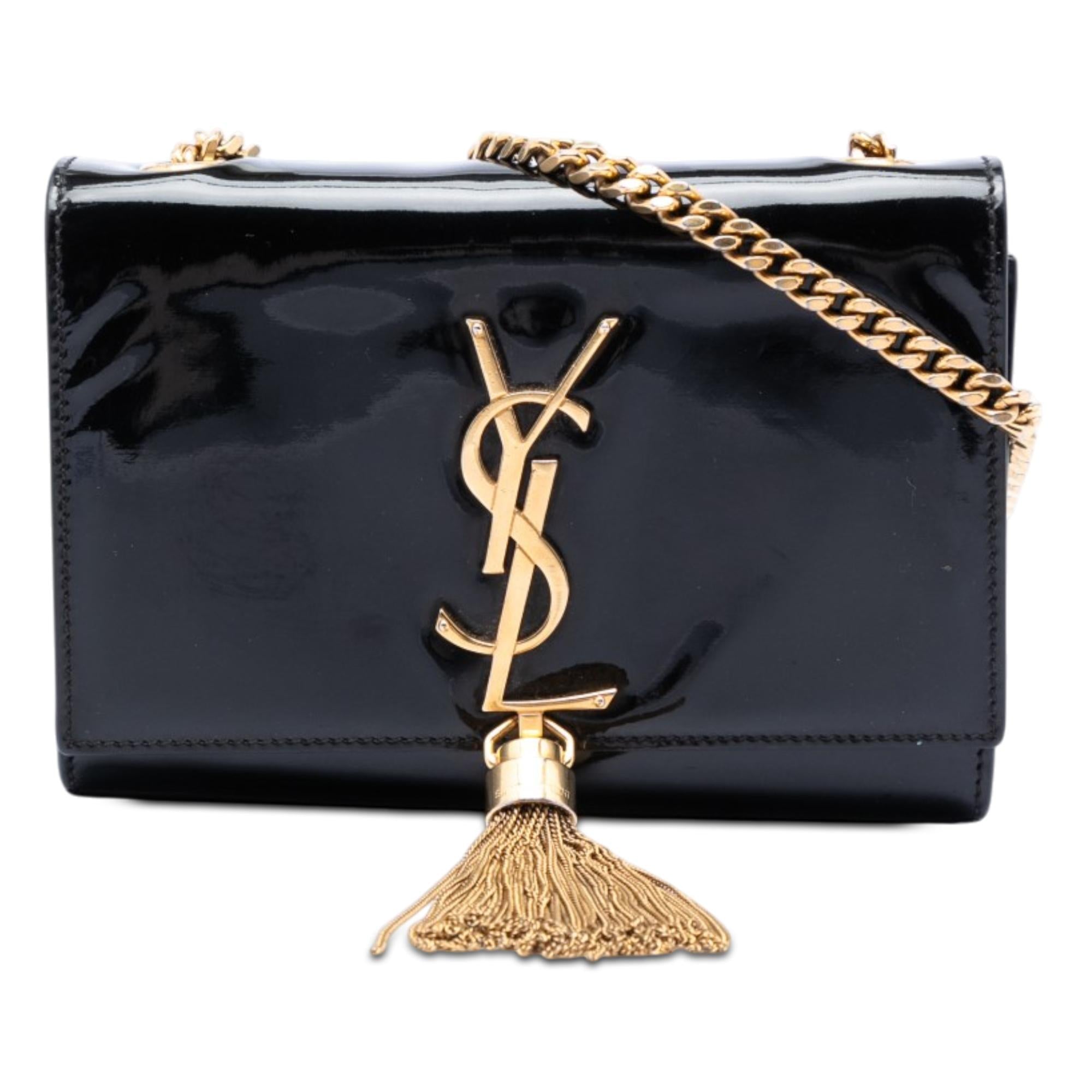 Saint Laurent Small Patent Monogram Kate Tassel Crossbody