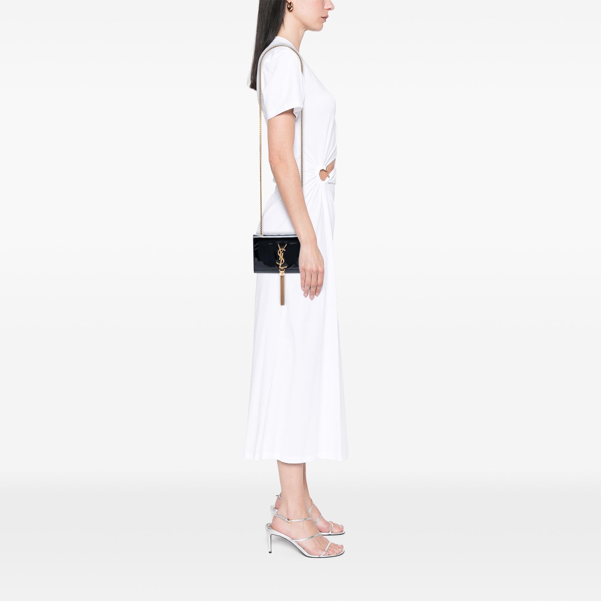 Saint Laurent Small Patent Monogram Kate Tassel Crossbody