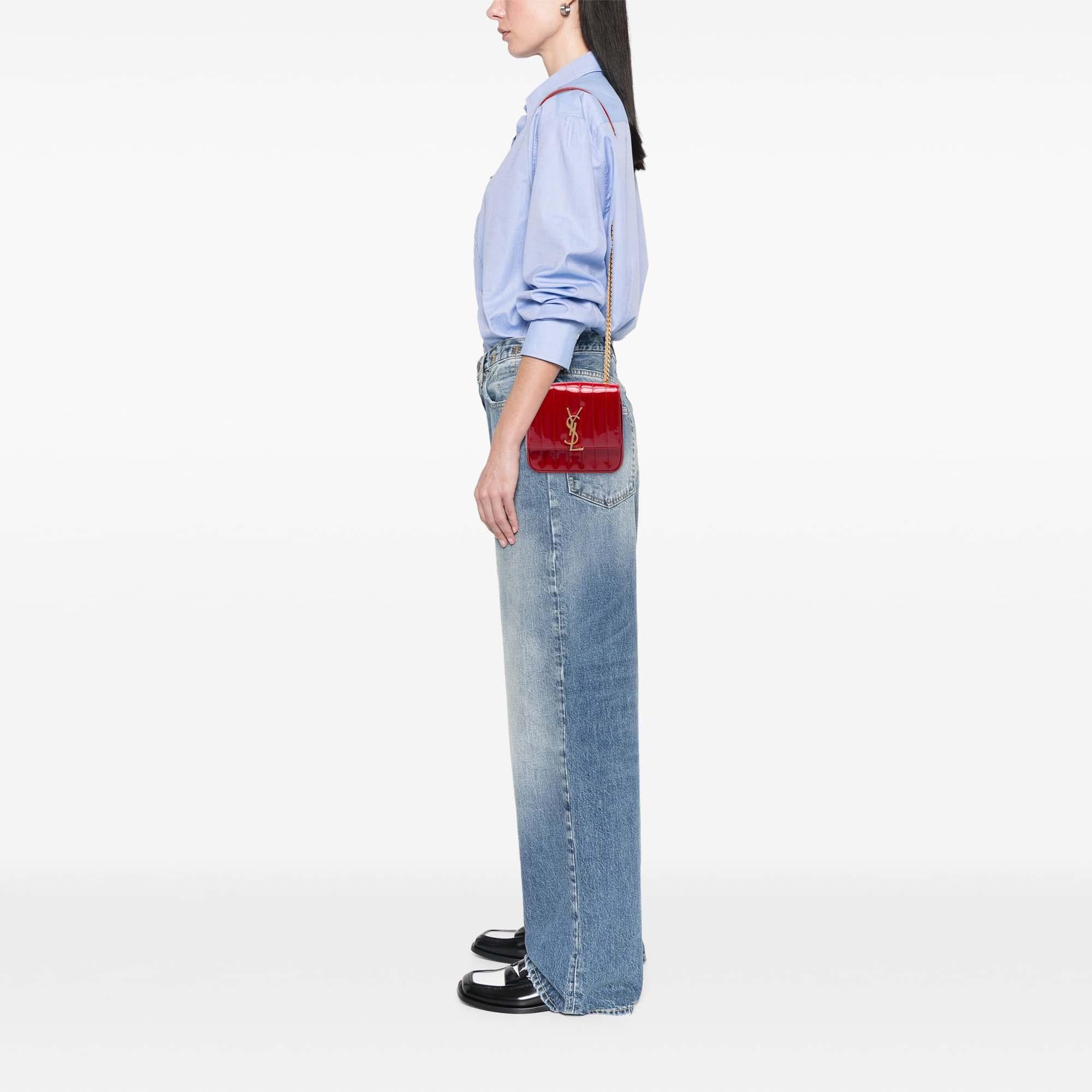 Saint Laurent Small Patent Monogram Vicky Chain Bag