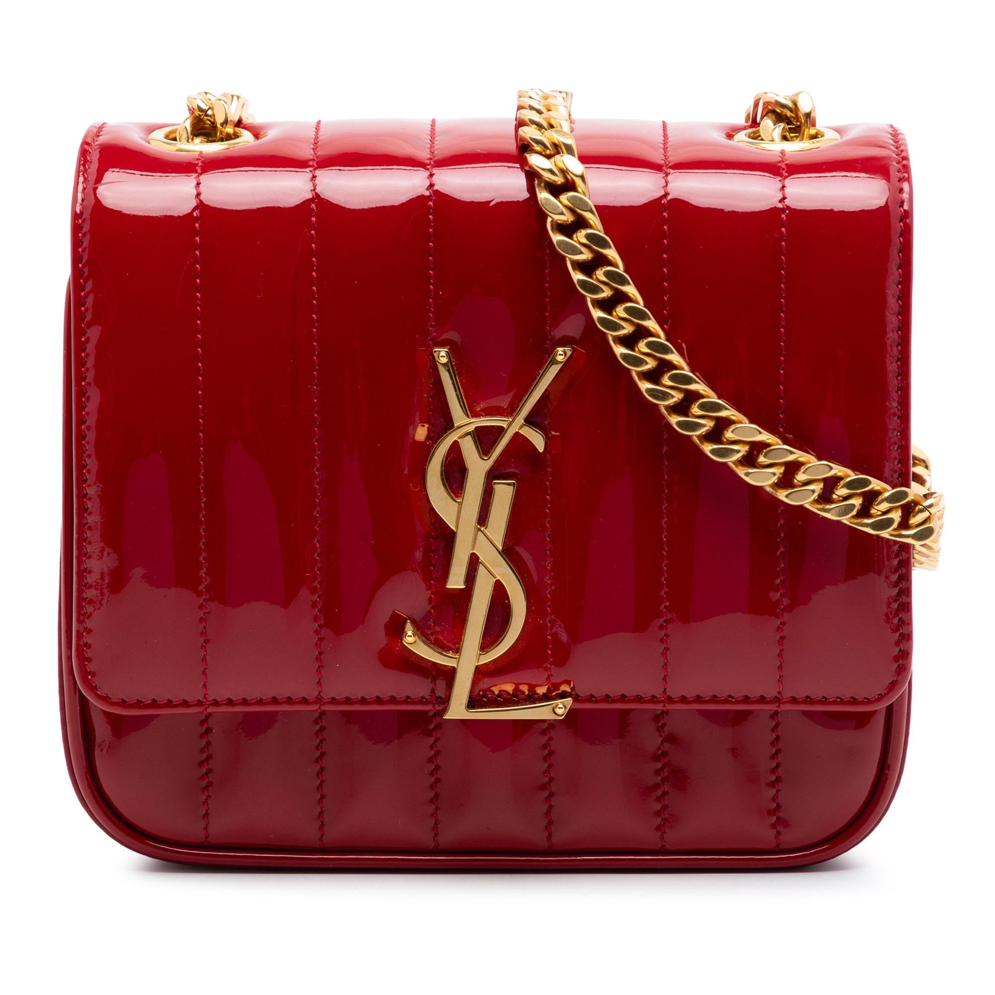 Saint Laurent Small Patent Monogram Vicky Chain Bag