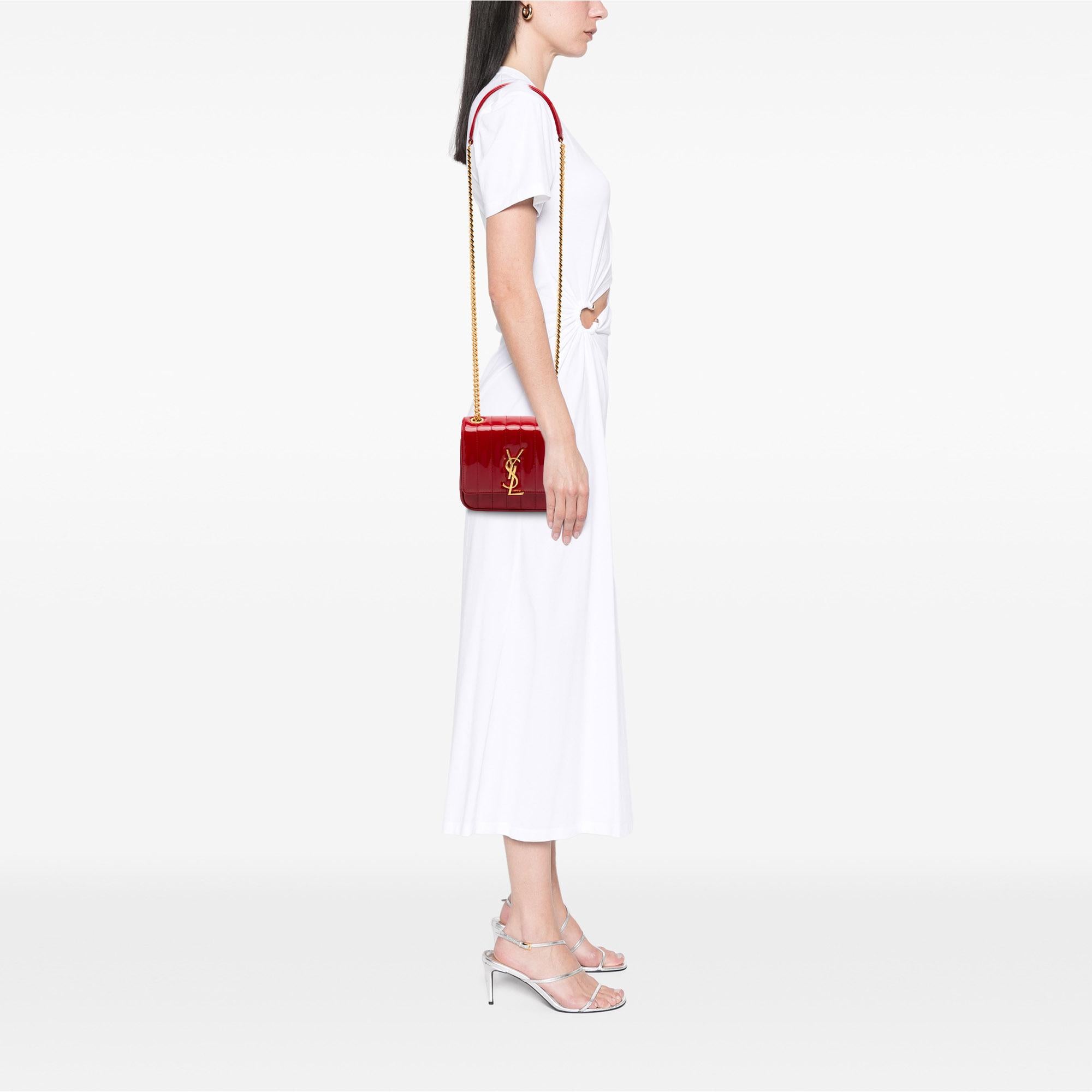 Saint Laurent Small Patent Monogram Vicky Chain Bag
