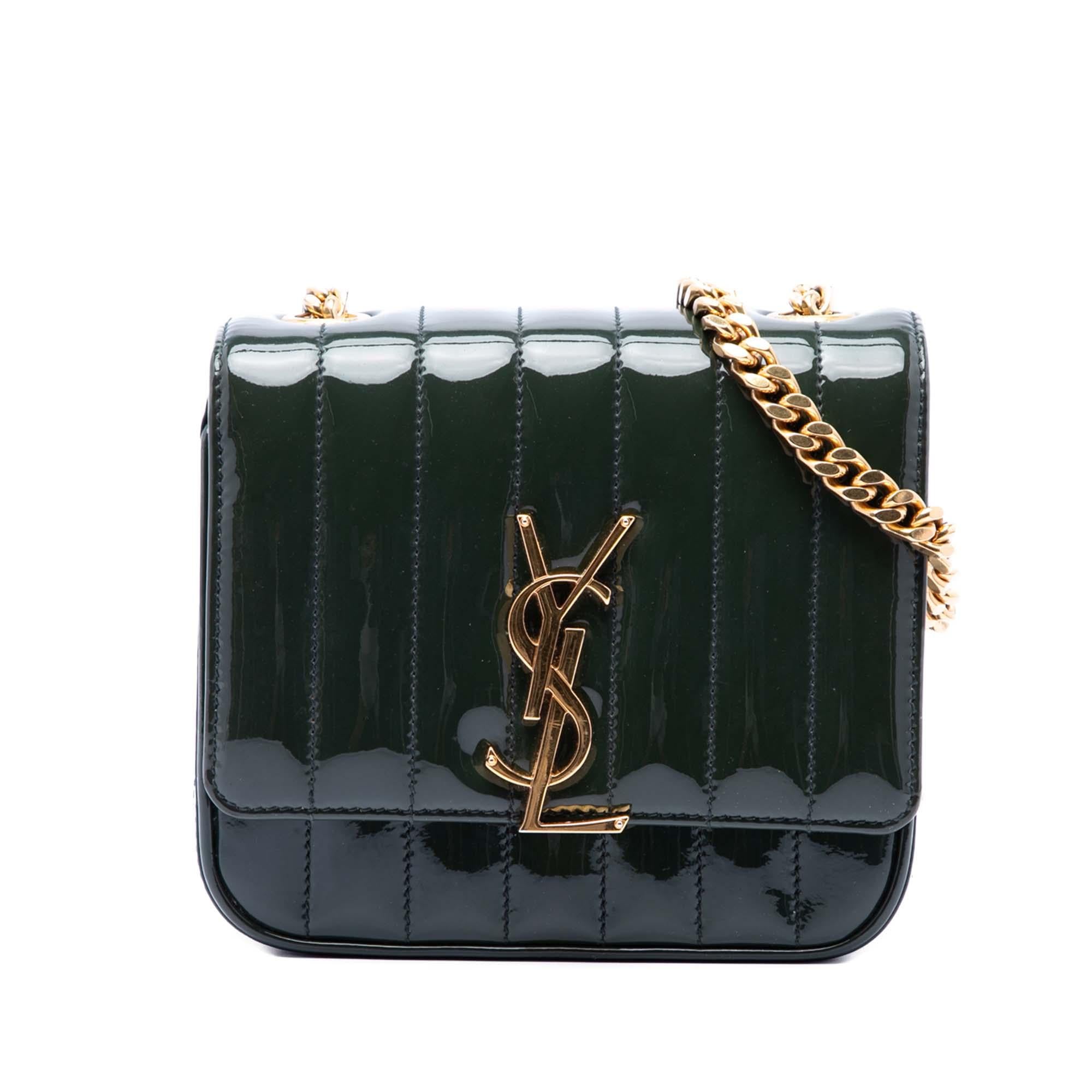 Saint Laurent Small Patent Monogram Vicky Chain Bag
