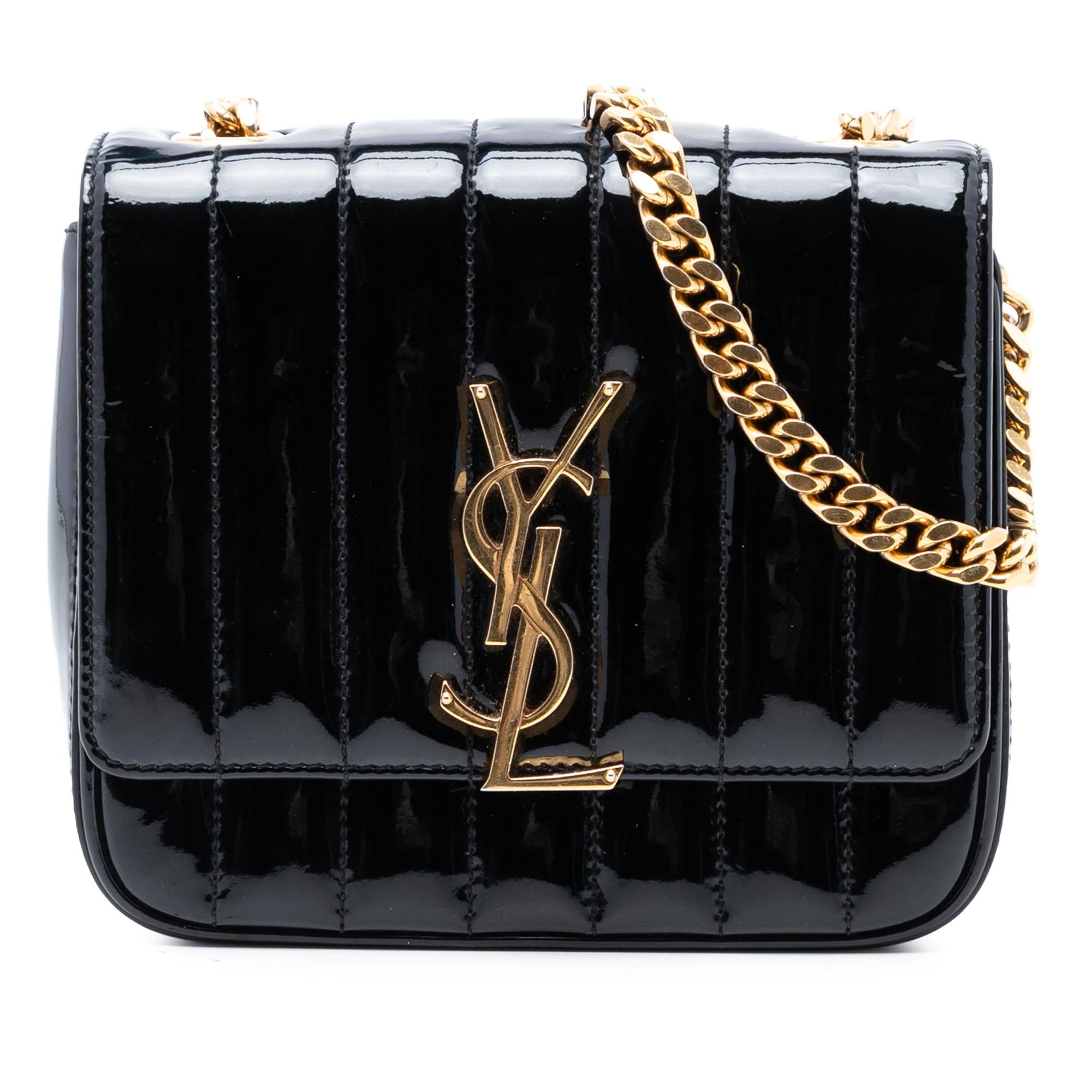 Saint Laurent Small Patent Monogram Vicky Chain Bag