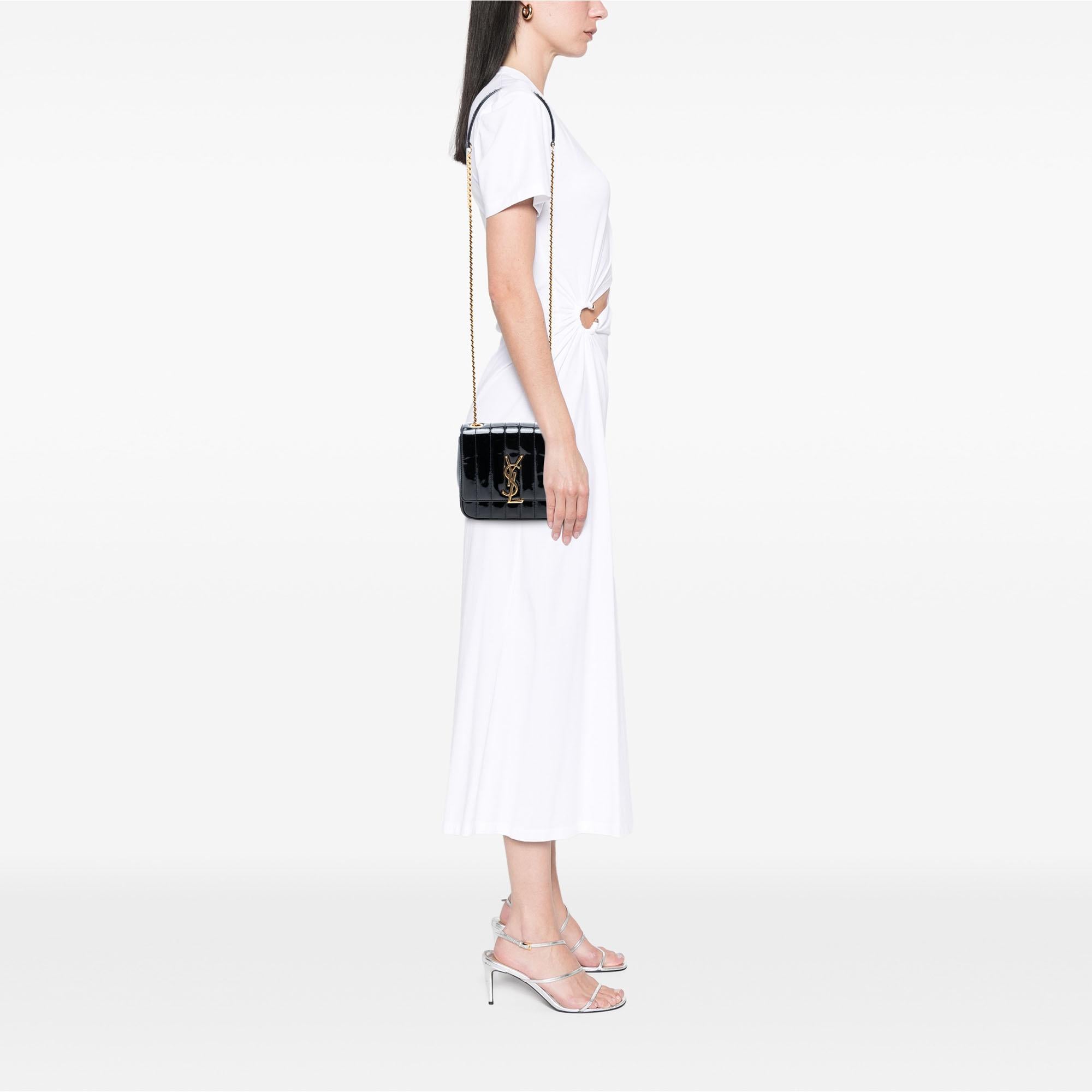 Saint Laurent Small Patent Monogram Vicky Chain Bag