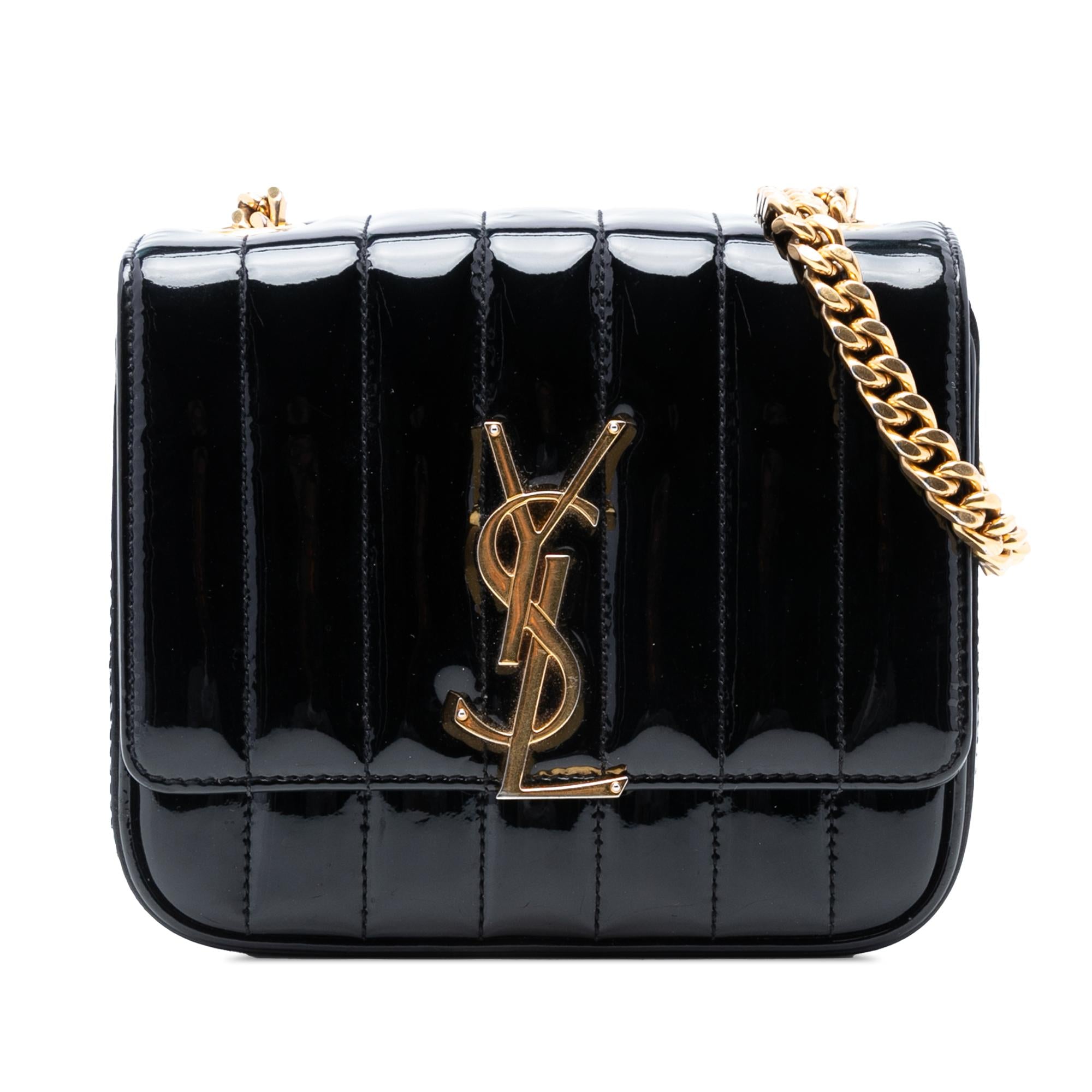 Saint Laurent Small Patent Monogram Vicky Chain Bag