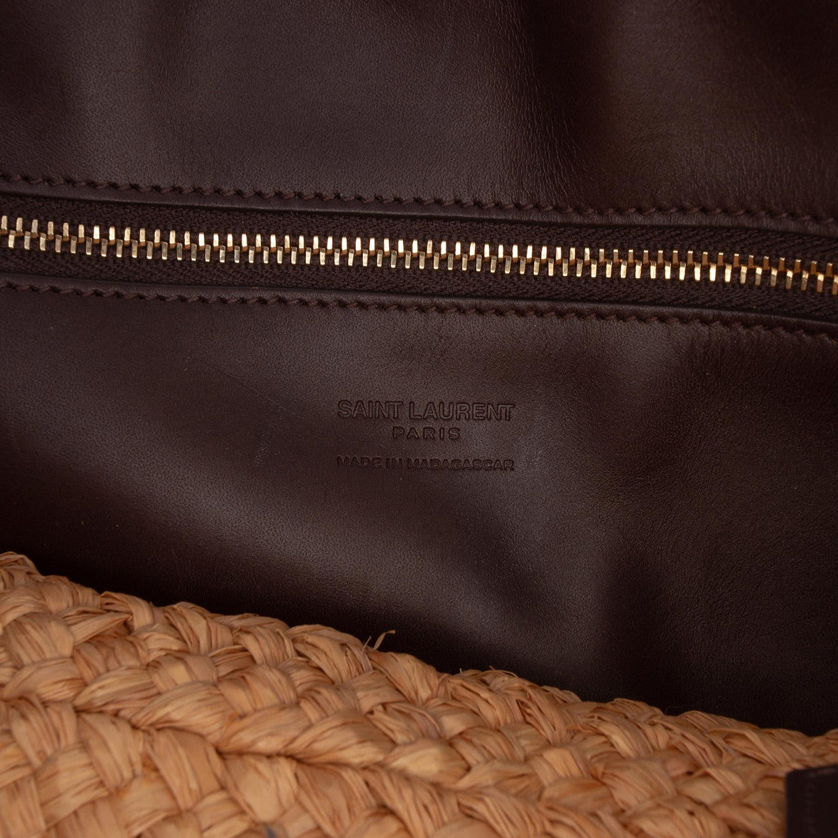 Saint Laurent Small Raffia Panier Tote