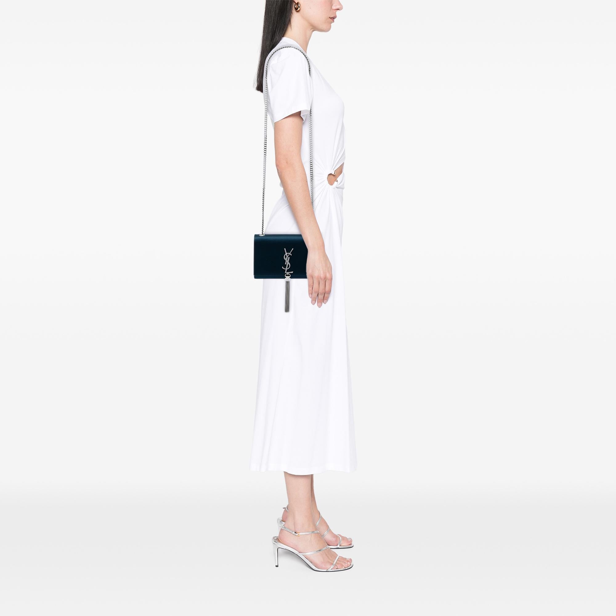 Saint Laurent Small Satin Monogram Kate Tassel Crossbody