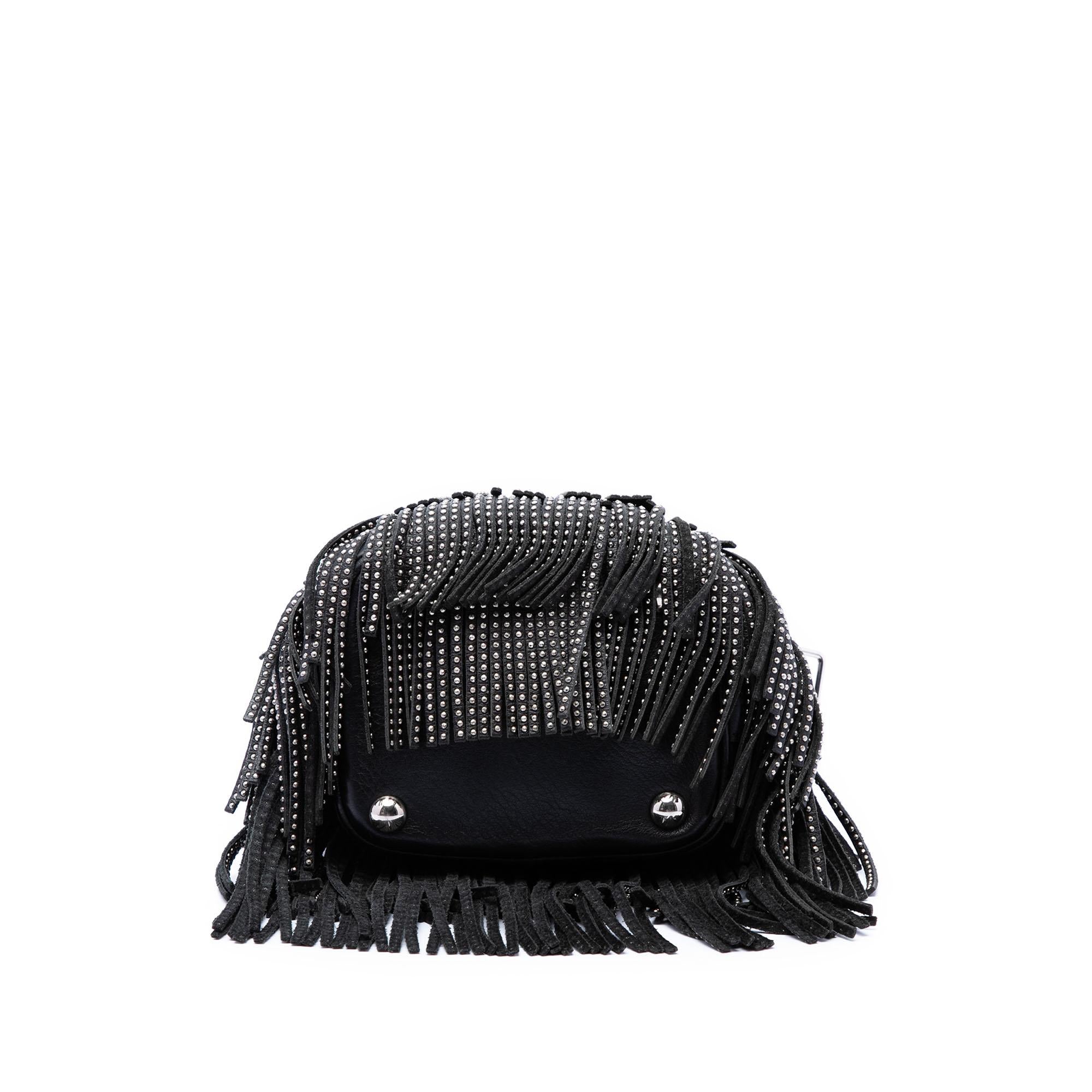 Saint Laurent Small Studded Calfskin Emmanuelle Fringe Bucket Bag