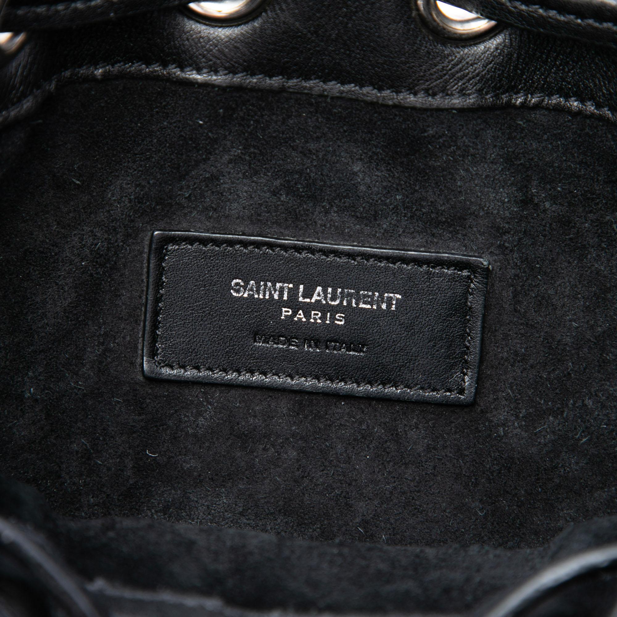 Saint Laurent Small Studded Calfskin Emmanuelle Fringe Bucket Bag