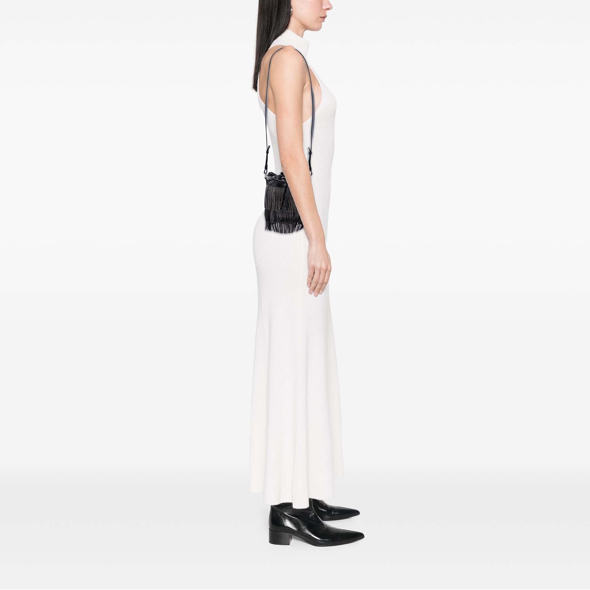Saint Laurent Small Studded Calfskin Emmanuelle Fringe Bucket Bag