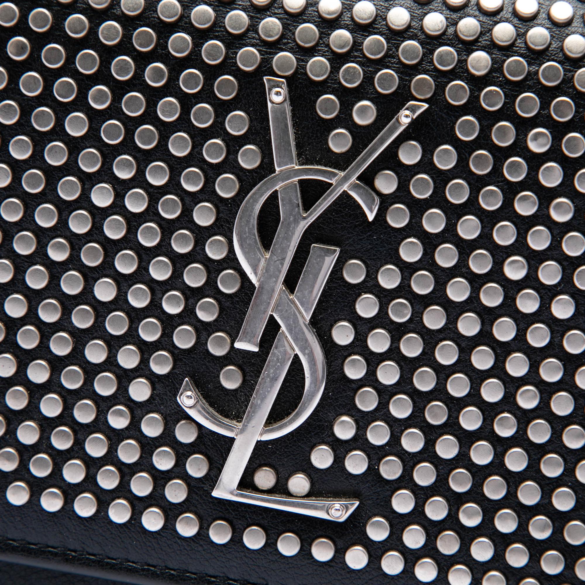 Saint Laurent Small Studded Calfskin Monogram Sunset Crossbody
