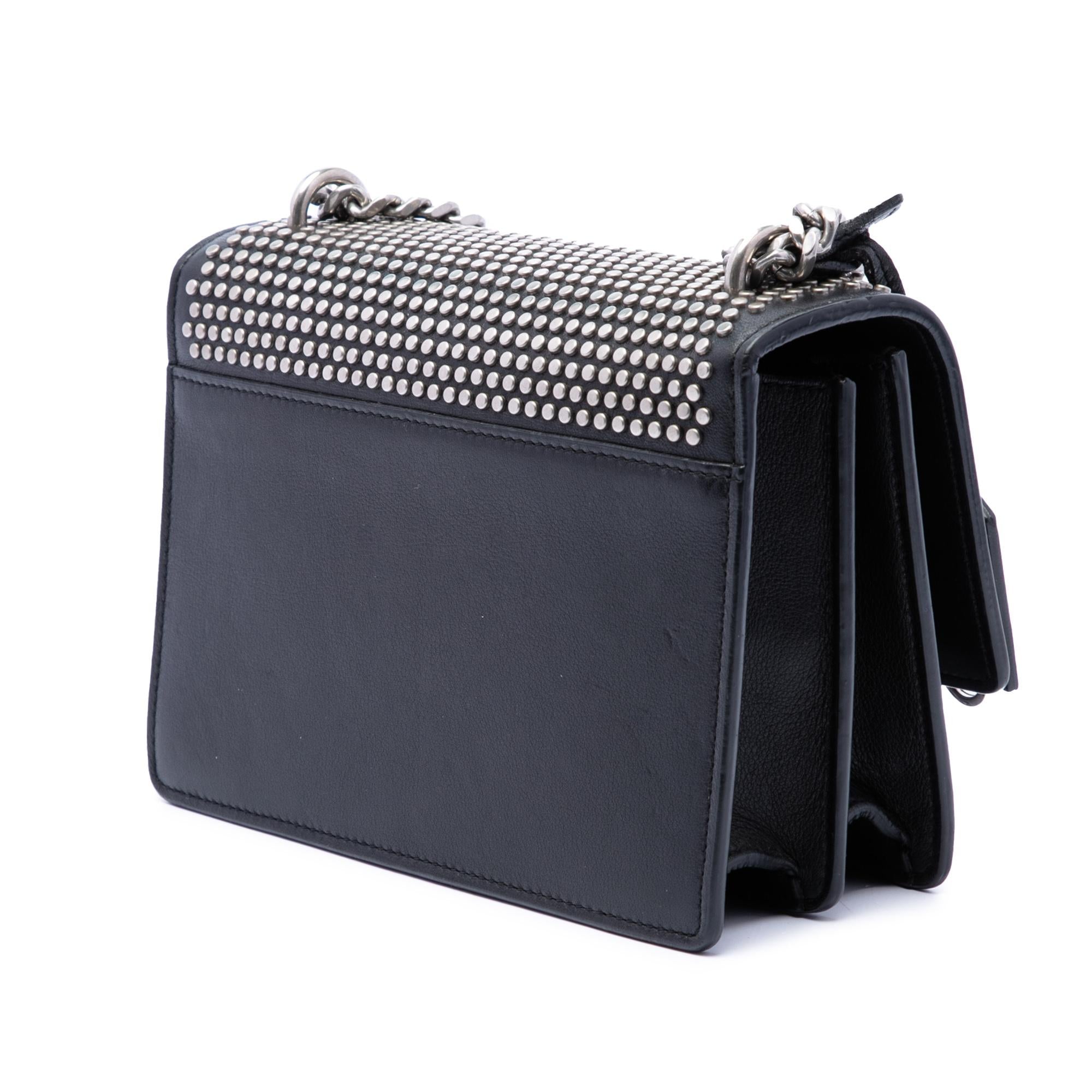 Saint Laurent Small Studded Calfskin Monogram Sunset Crossbody