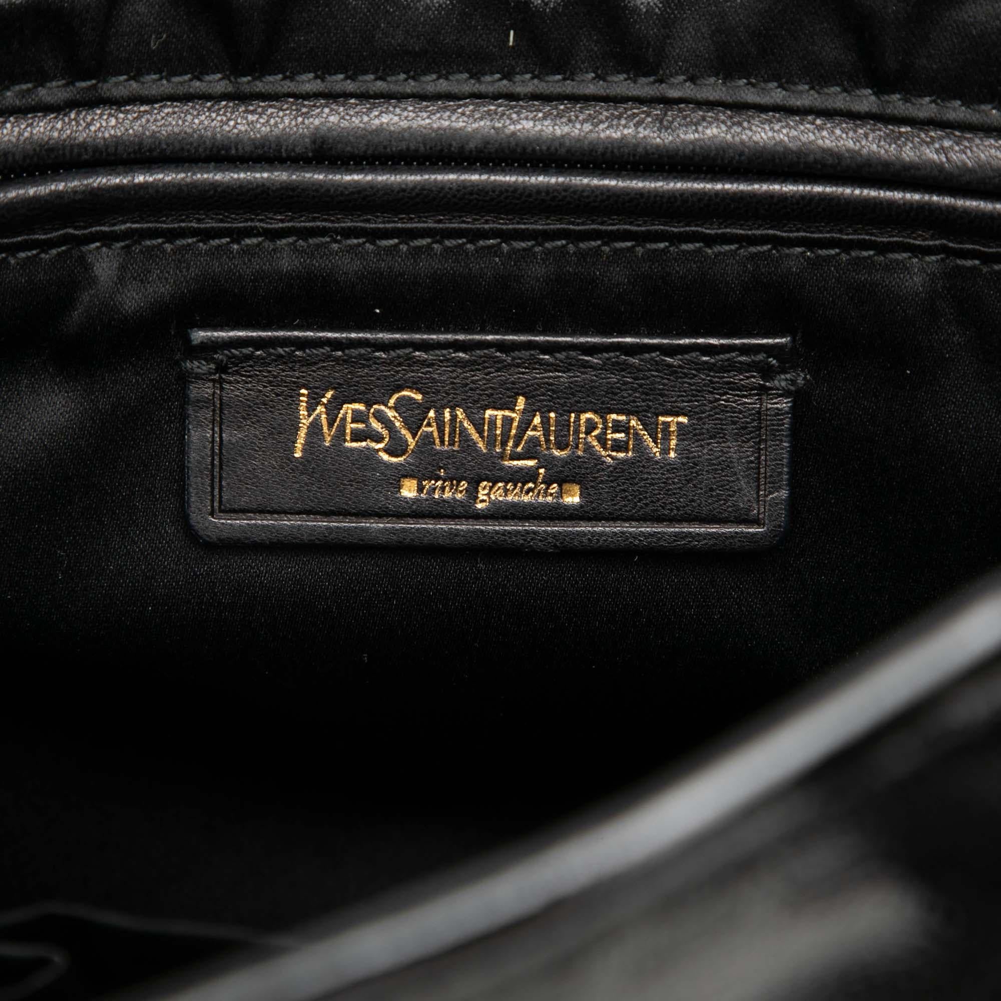 Saint Laurent Small Textured Patent Y Mail Tote