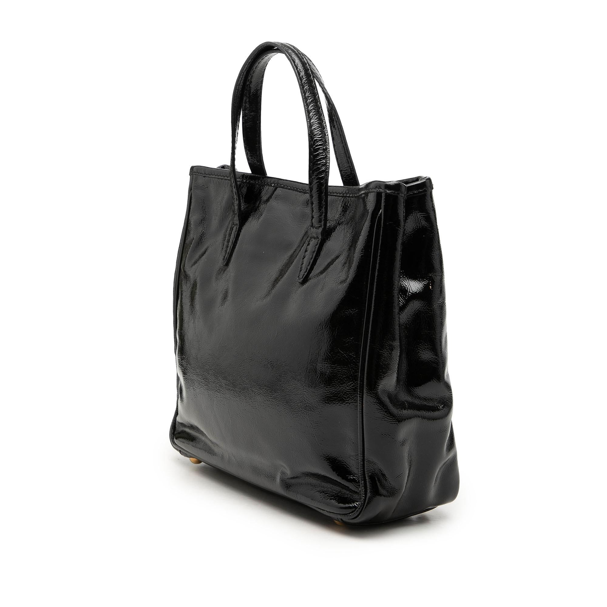Saint Laurent Small Textured Patent Y Mail Tote