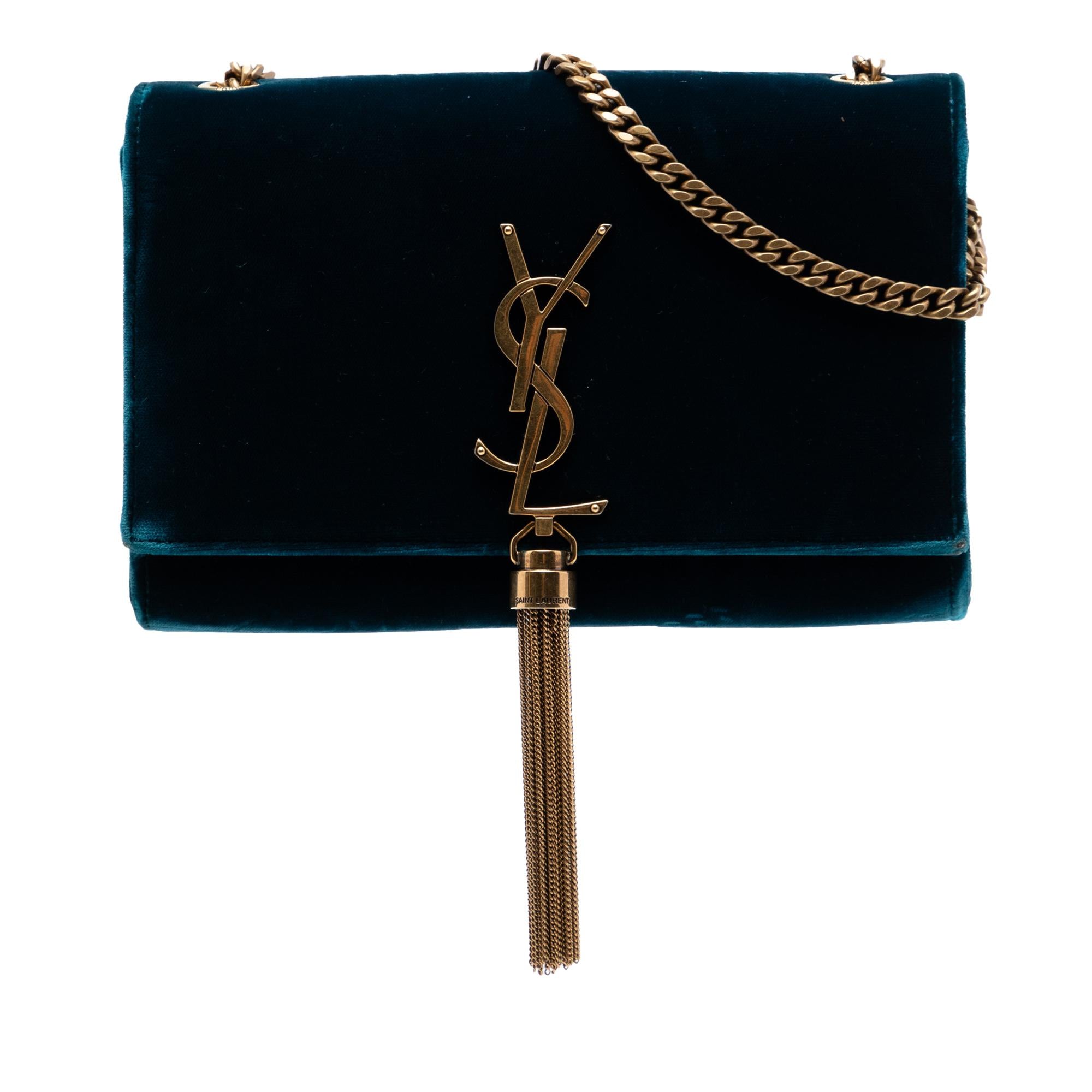 Saint Laurent Small Velvet Monogram Kate Tassel Crossbody