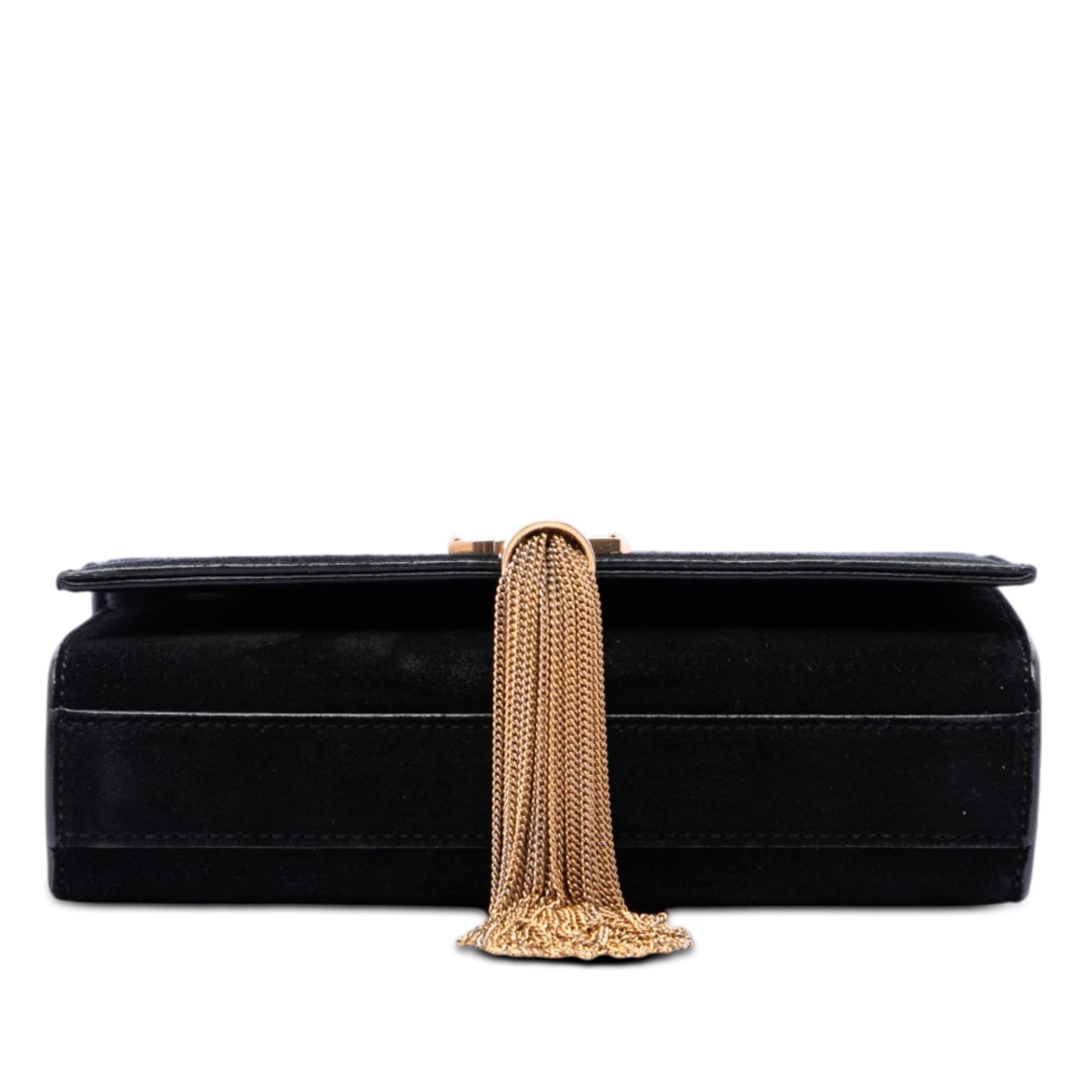 Saint Laurent Small Velvet Monogram Kate Tassel Crossbody