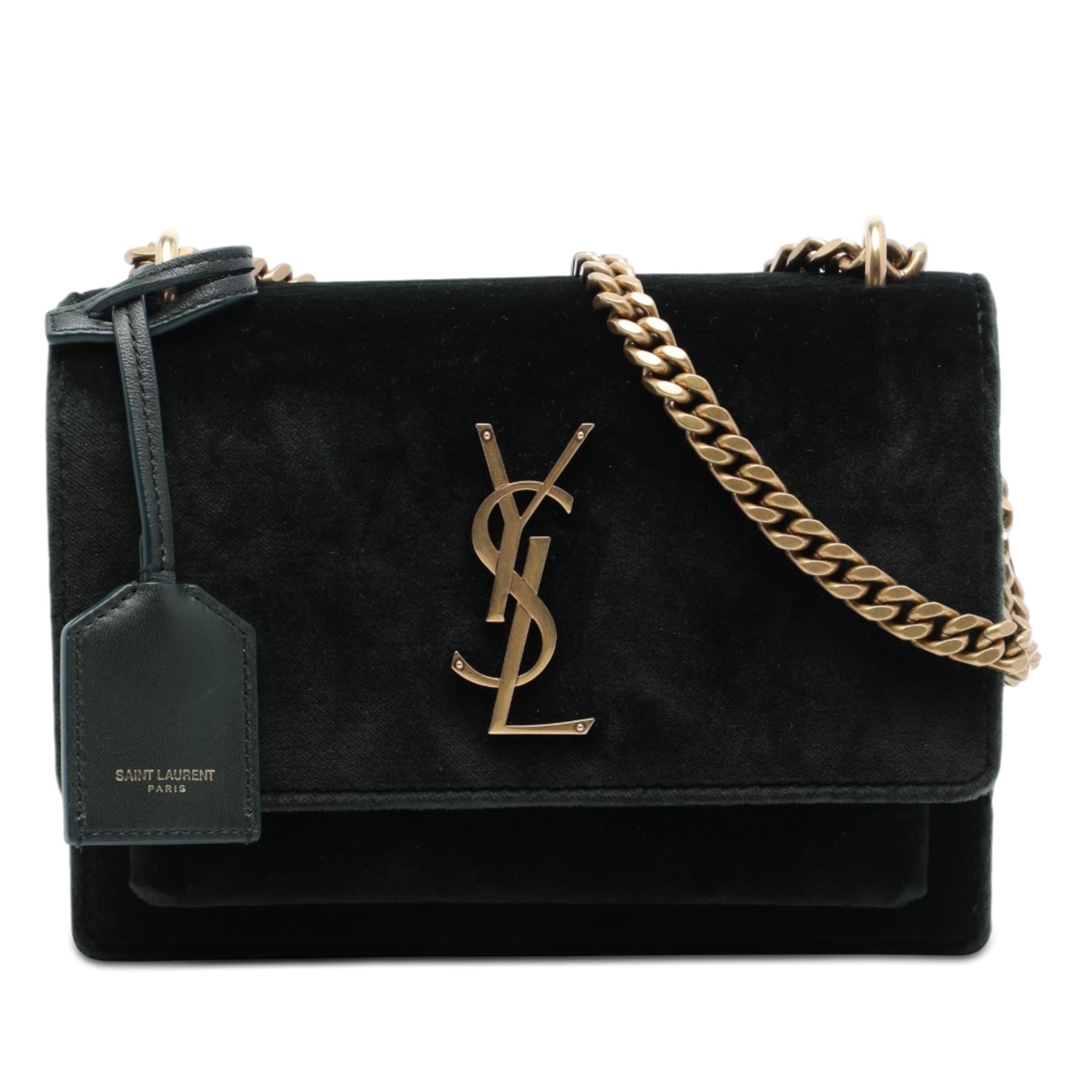 Saint Laurent Small Velvet Monogram Sunset Crossbody