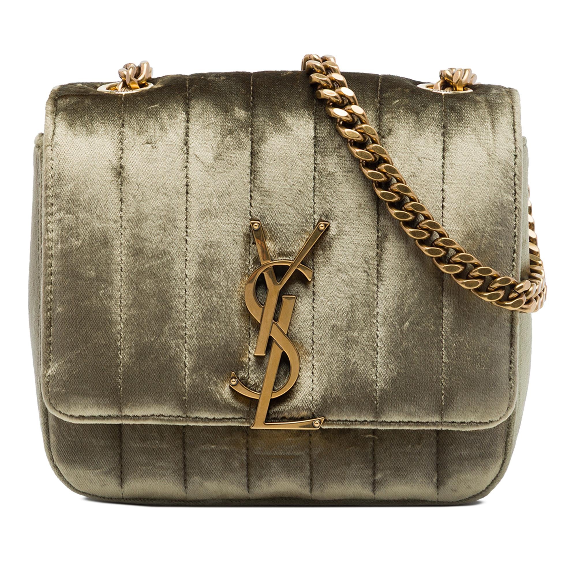 Saint Laurent Small Velvet Monogram Vicky Chain Bag