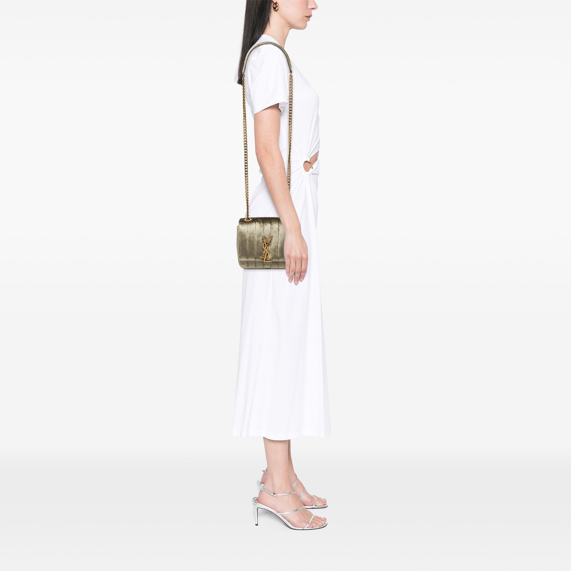 Saint Laurent Small Velvet Monogram Vicky Chain Bag