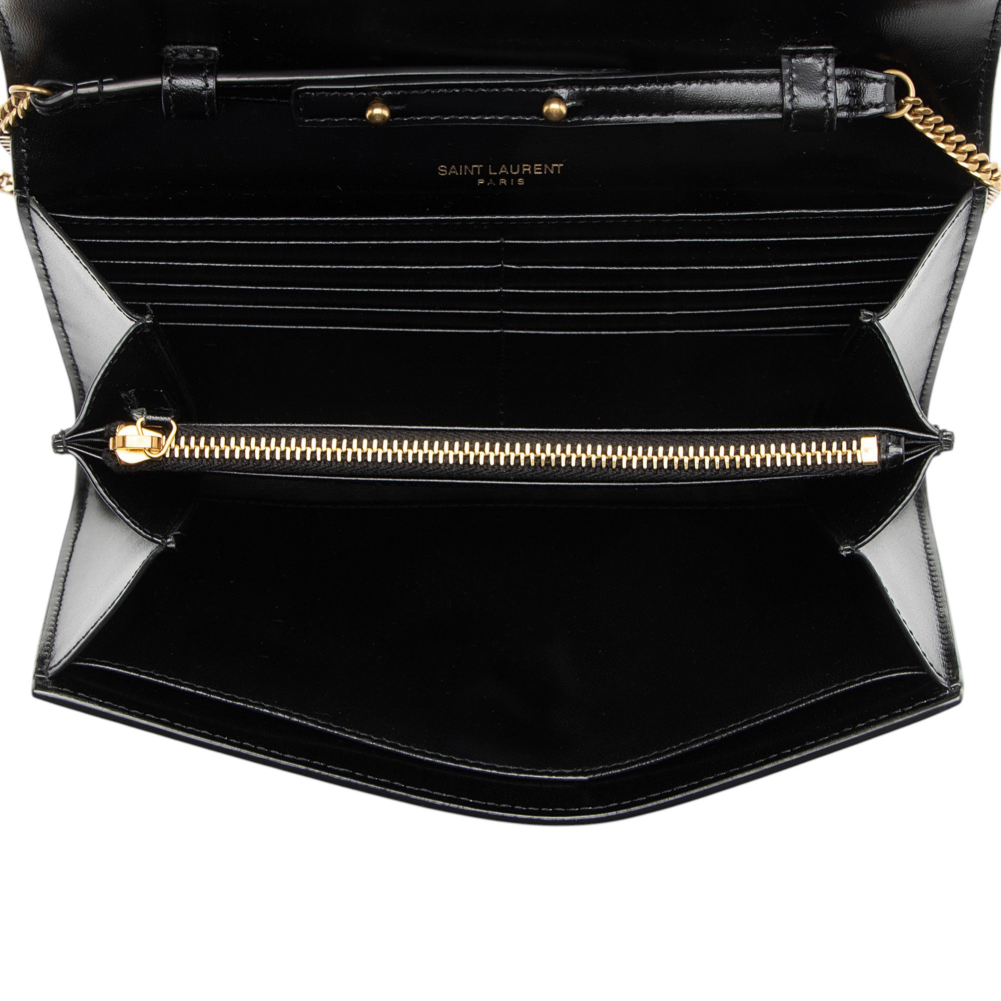 Saint Laurent Smooth Calfskin Monogram Cassandre Chain Wallet