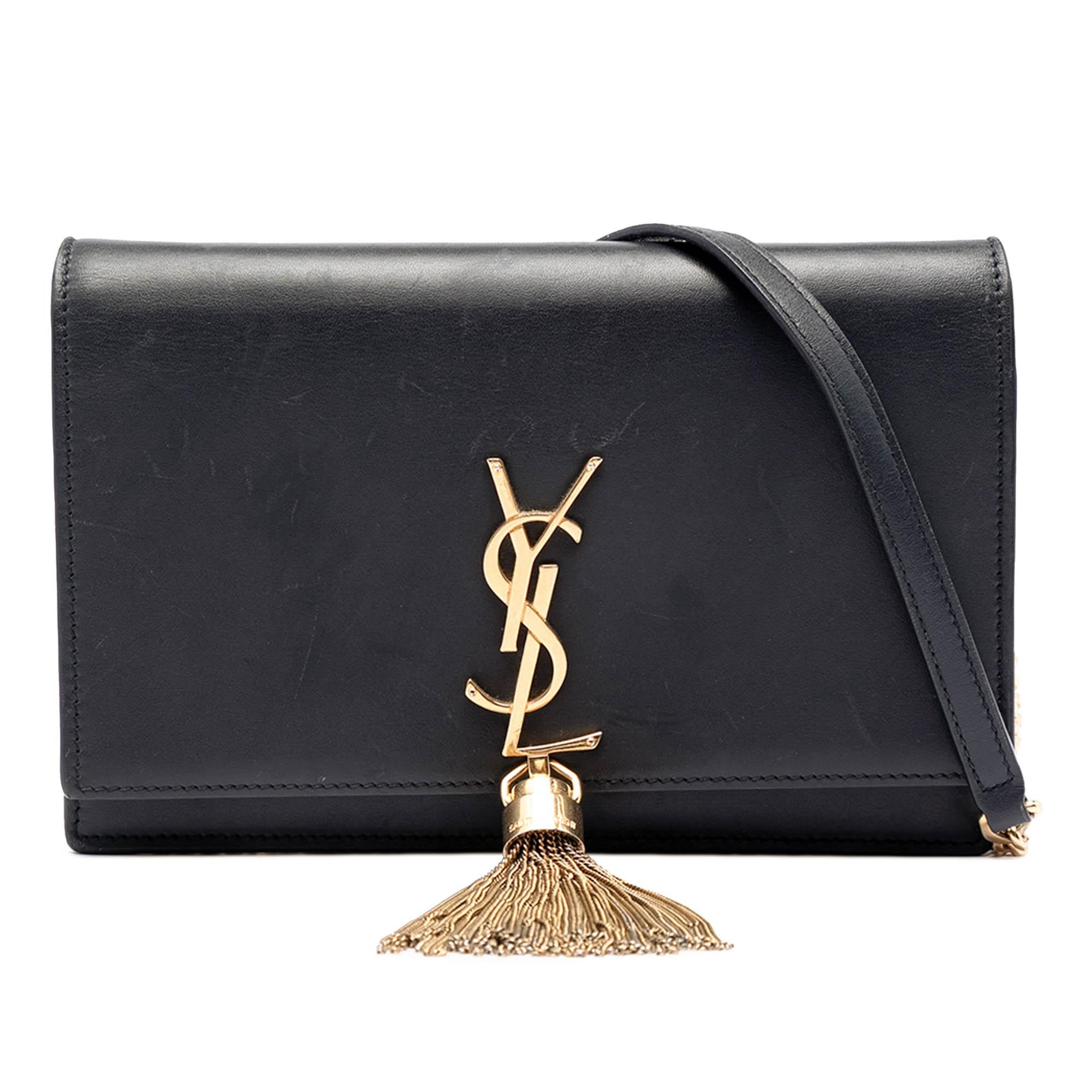 Saint Laurent Smooth Calfskin Monogram Kate Tassel Chain Wallet