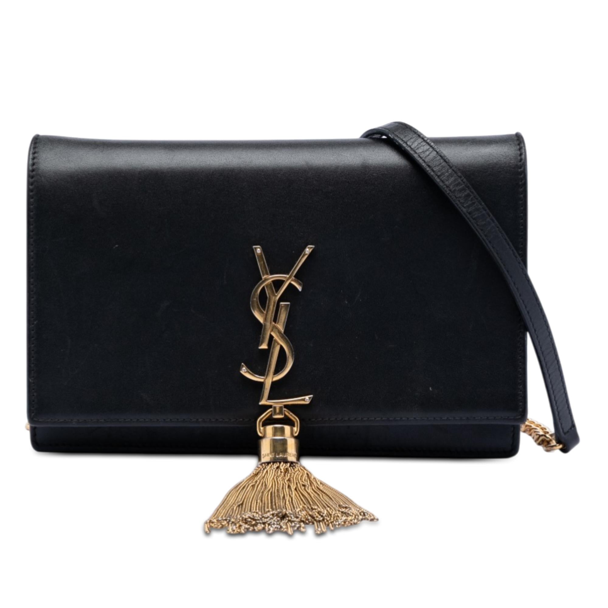 Saint Laurent Smooth Calfskin Monogram Kate Tassel Chain Wallet