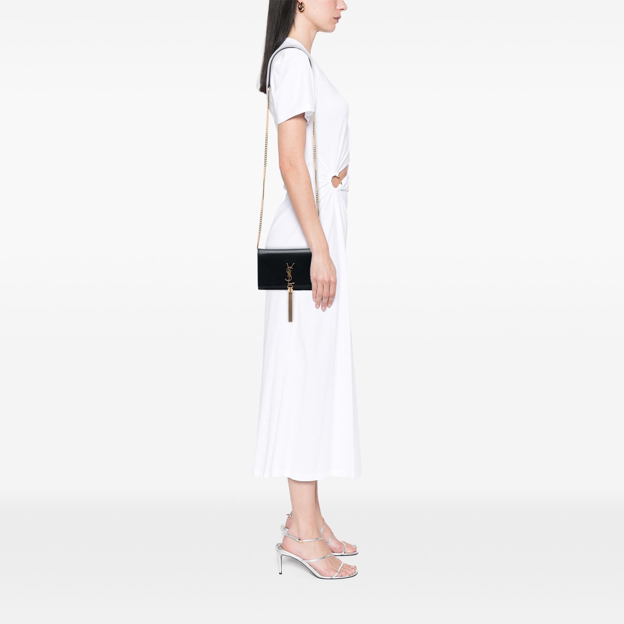 Saint Laurent Smooth Calfskin Monogram Kate Tassel Chain Wallet