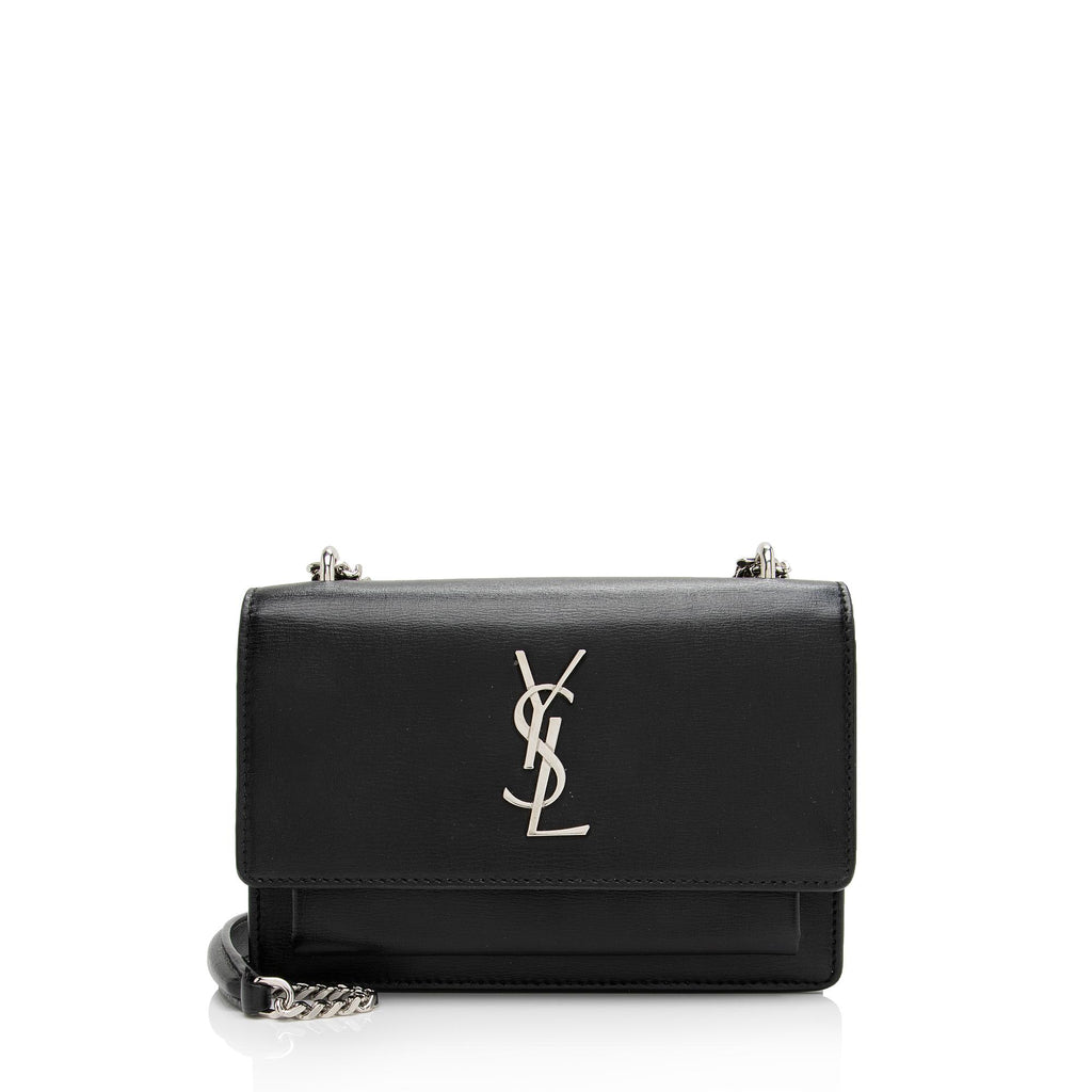 Saint Laurent Sunset Chain Wallet In Smooth Leather in Black