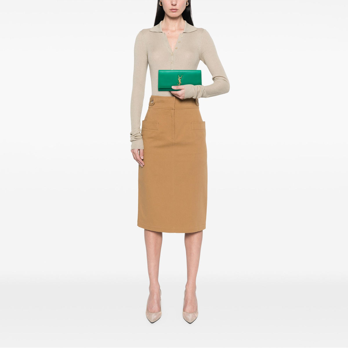 Saint Laurent Smooth Leather Cassandre Clutch