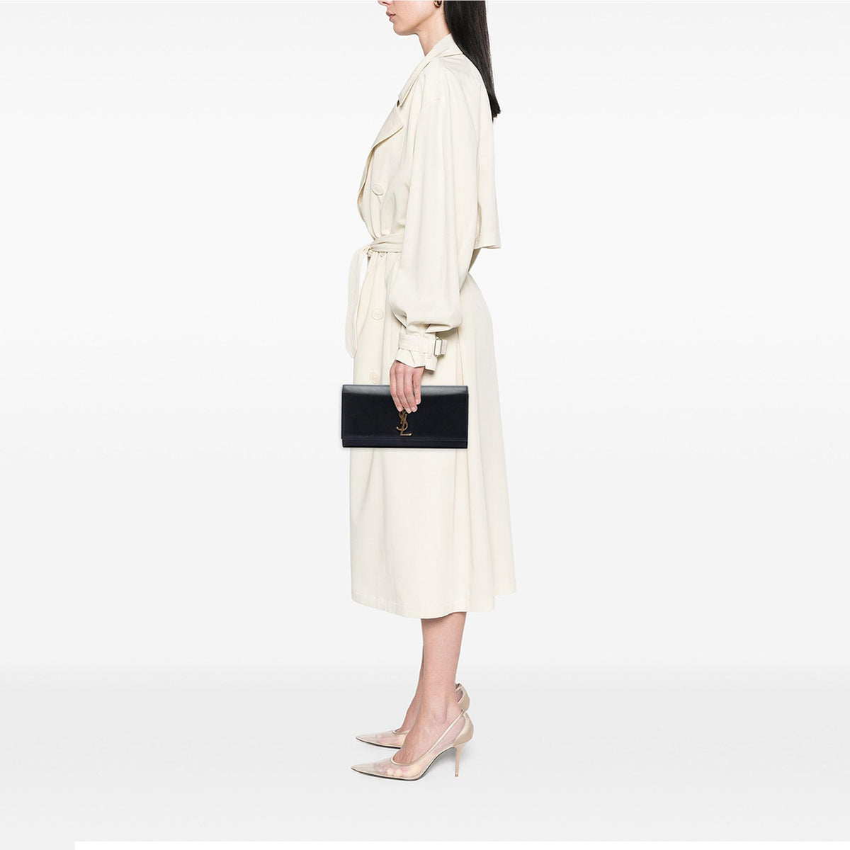 Saint Laurent Smooth Leather Cassandre Clutch