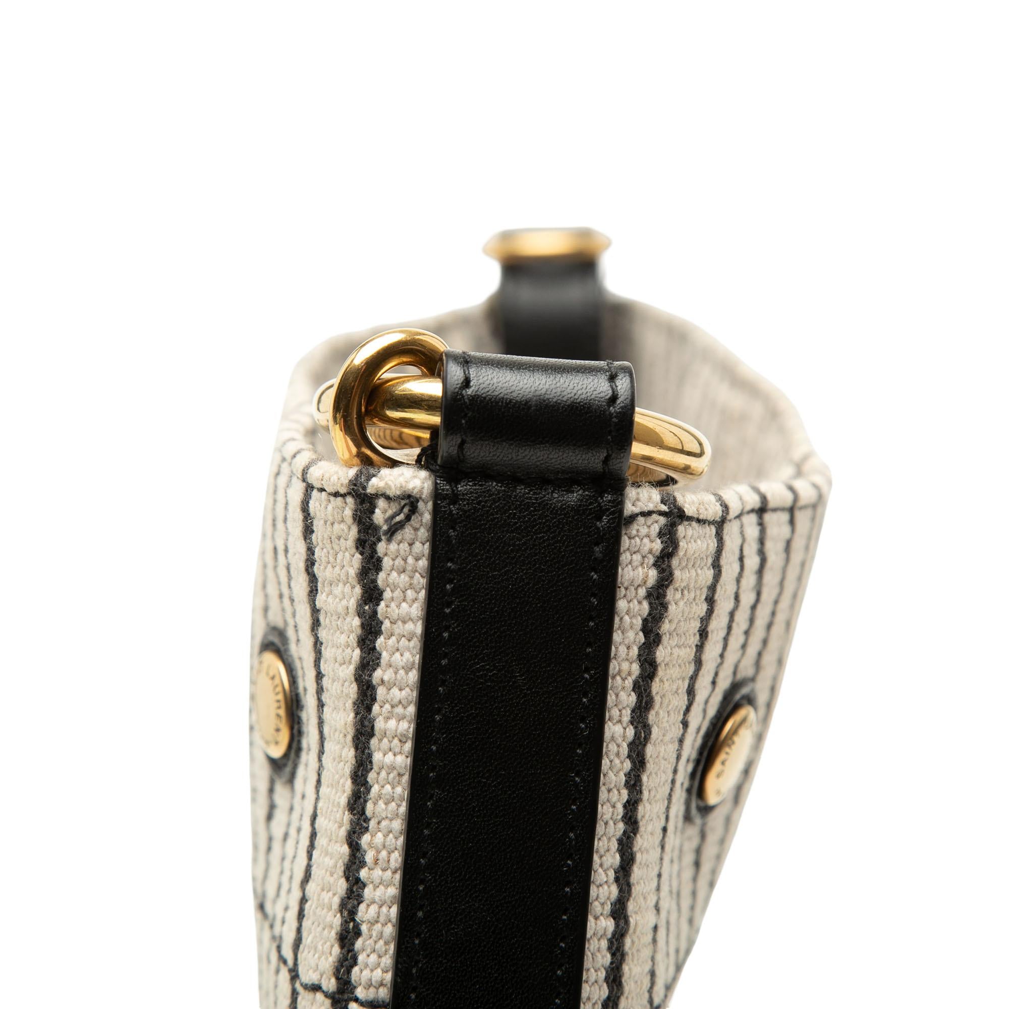Saint Laurent Striped Canvas Rive Gauche Bucket Bag
