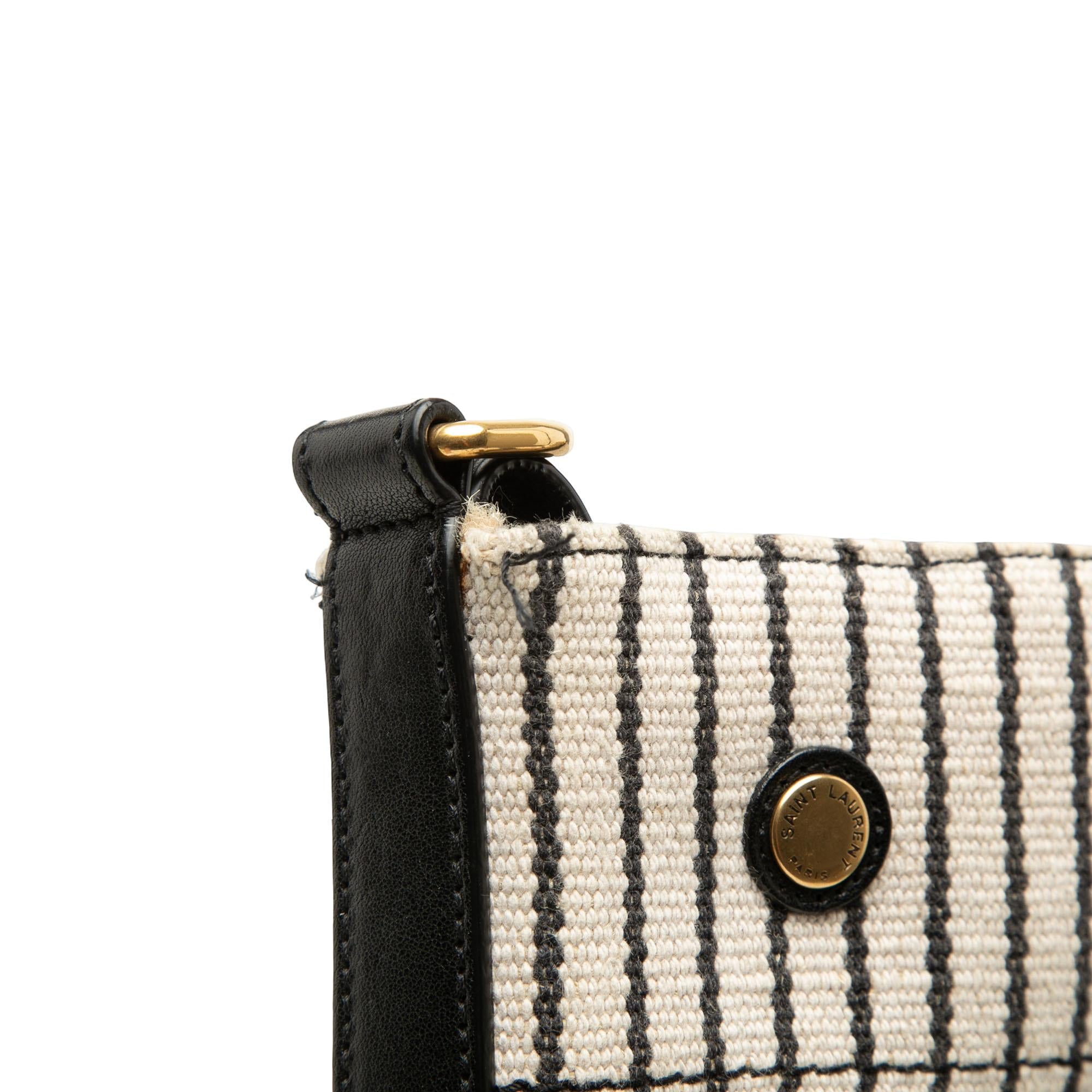 Saint Laurent Striped Canvas Rive Gauche Bucket Bag