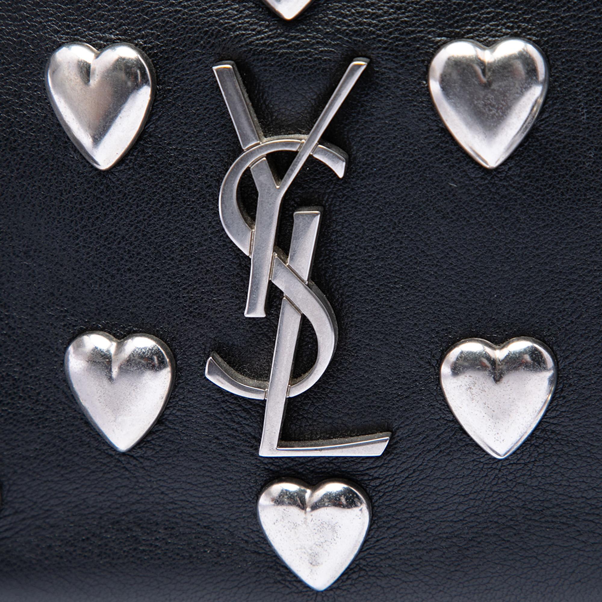 Saint Laurent Studded Calfskin Monogram Heart Blogger Crossbody