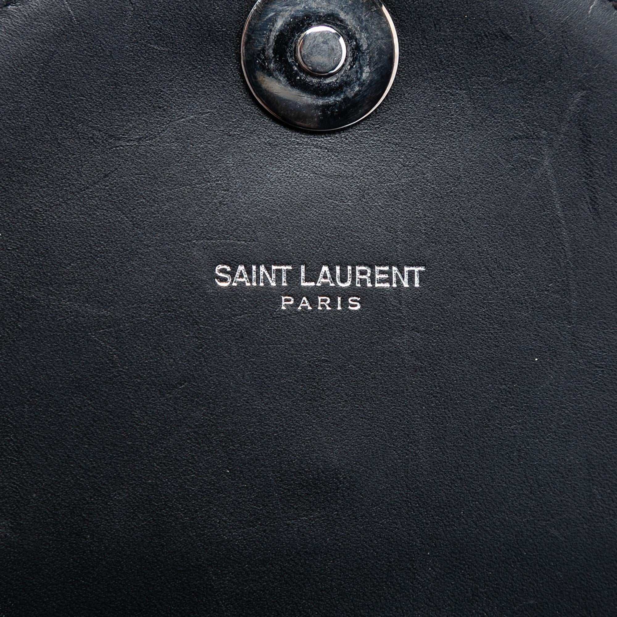 Saint Laurent Studded Chevron Calfskin Monogram Envelope Chain Flap