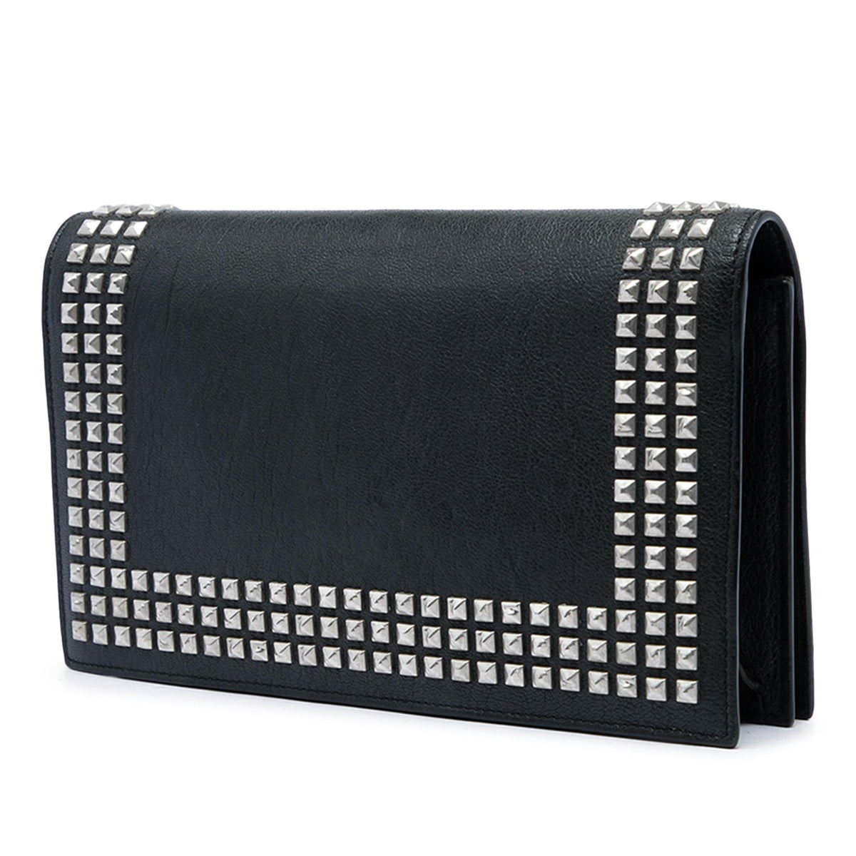 Saint Laurent Studded Leather Monogram Clutch
