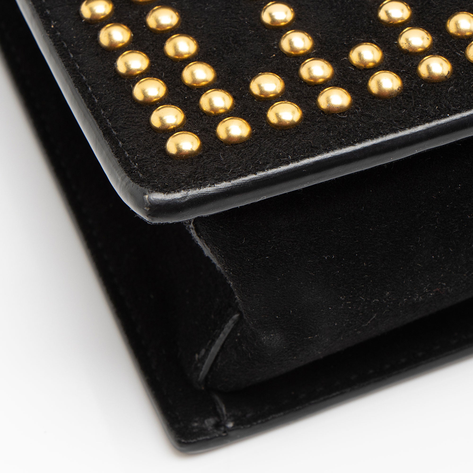 Saint Laurent Studded Suede Monogram Sulpice Medium Shoulder Bag
