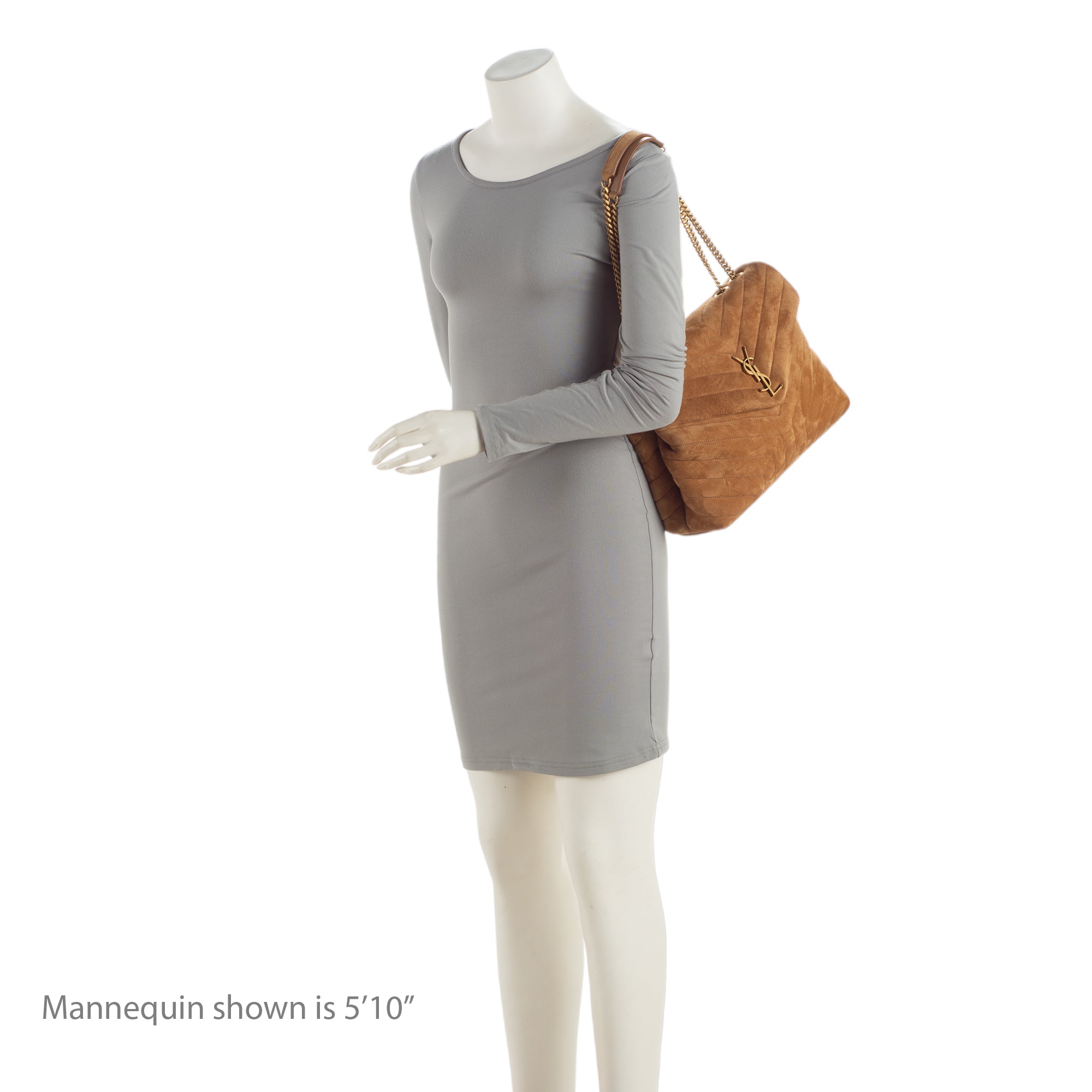 Saint Laurent Suede Monogram LouLou Chain Medium Shoulder Bag (SHF-KL7XZO)