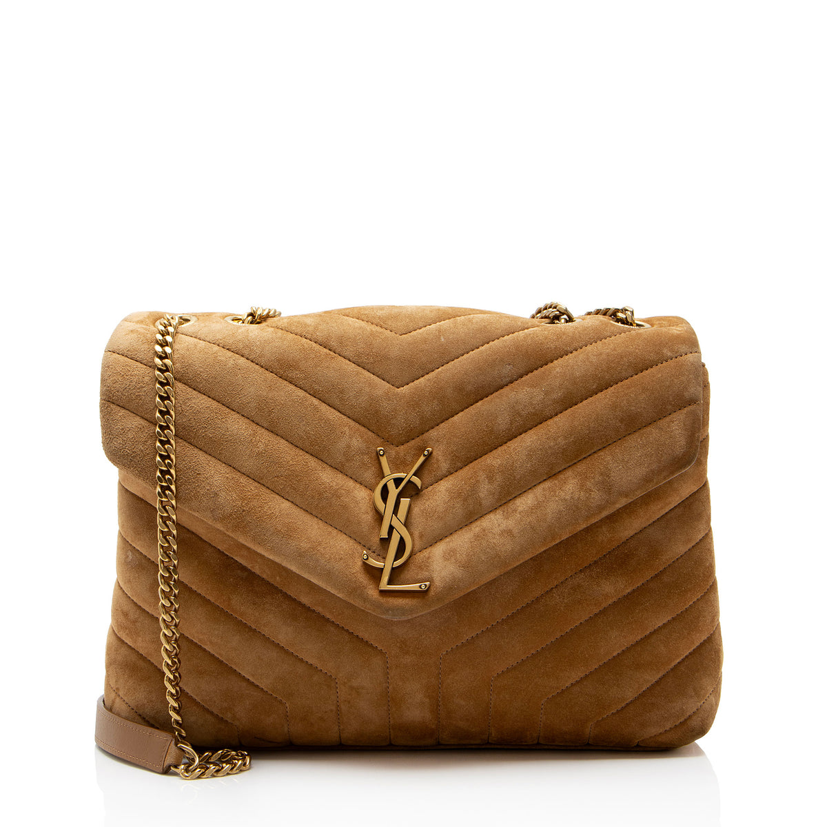 Saint Laurent Suede Monogram LouLou Chain Medium Shoulder Bag