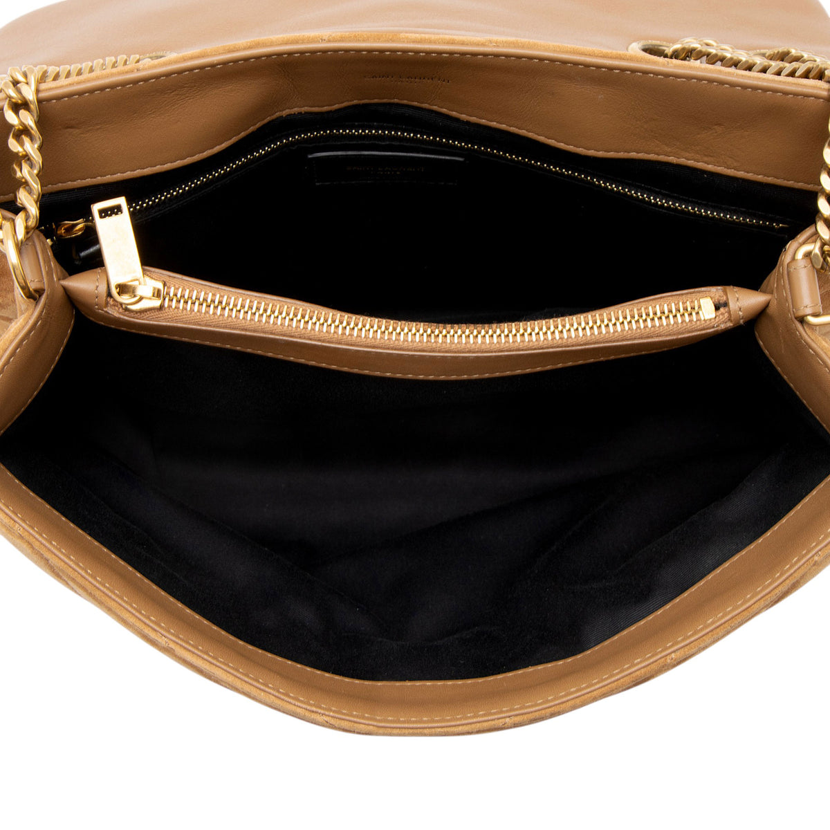Saint Laurent Suede Monogram LouLou Chain Medium Shoulder Bag