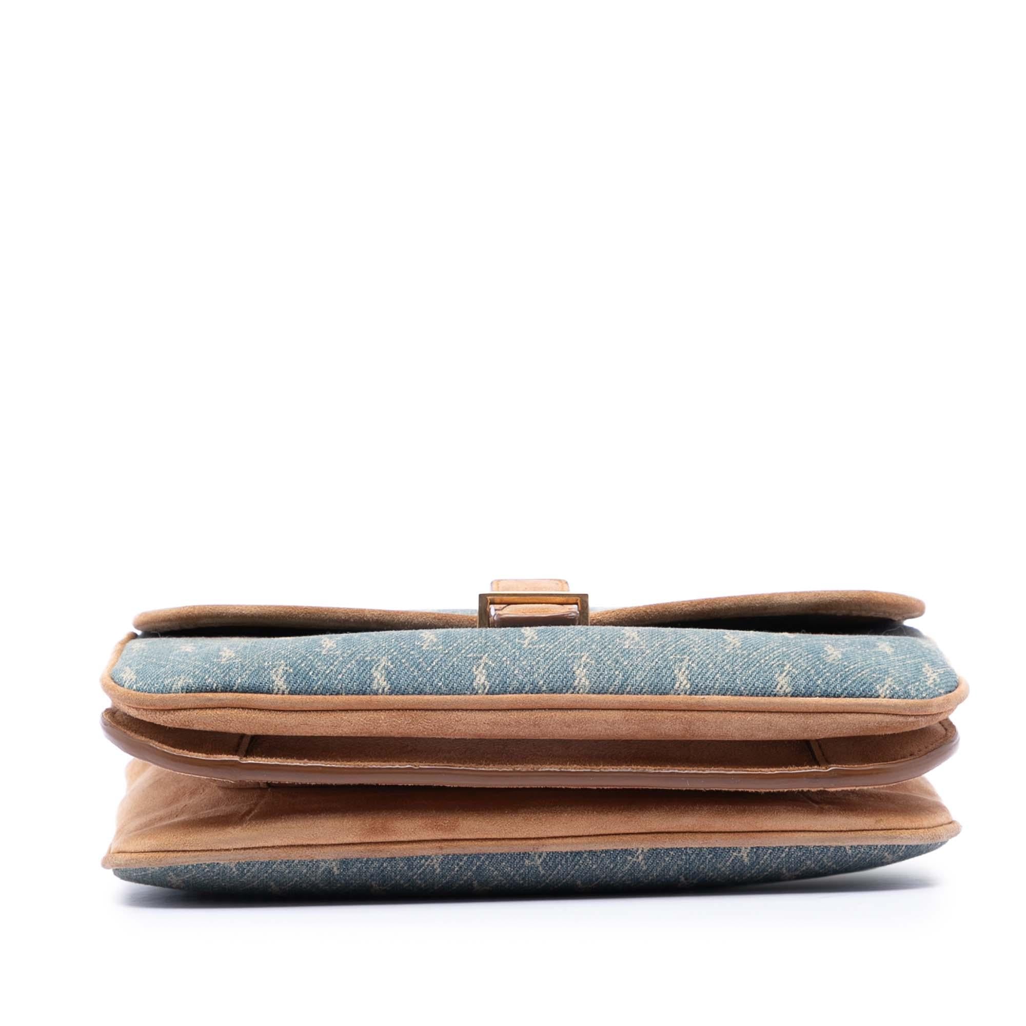 Saint Laurent Suede Trimmed Denim Monogram Allover Crossbody