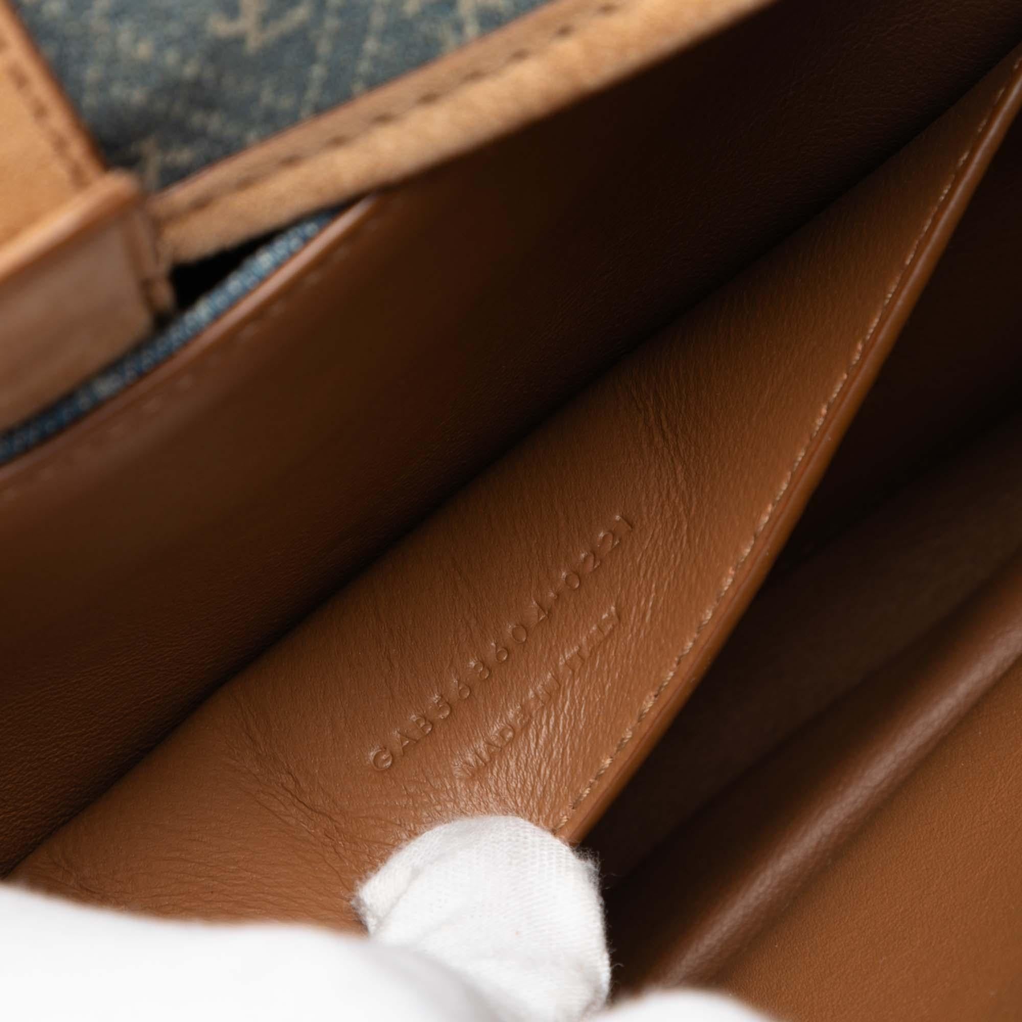 Saint Laurent Suede Trimmed Denim Monogram Allover Crossbody