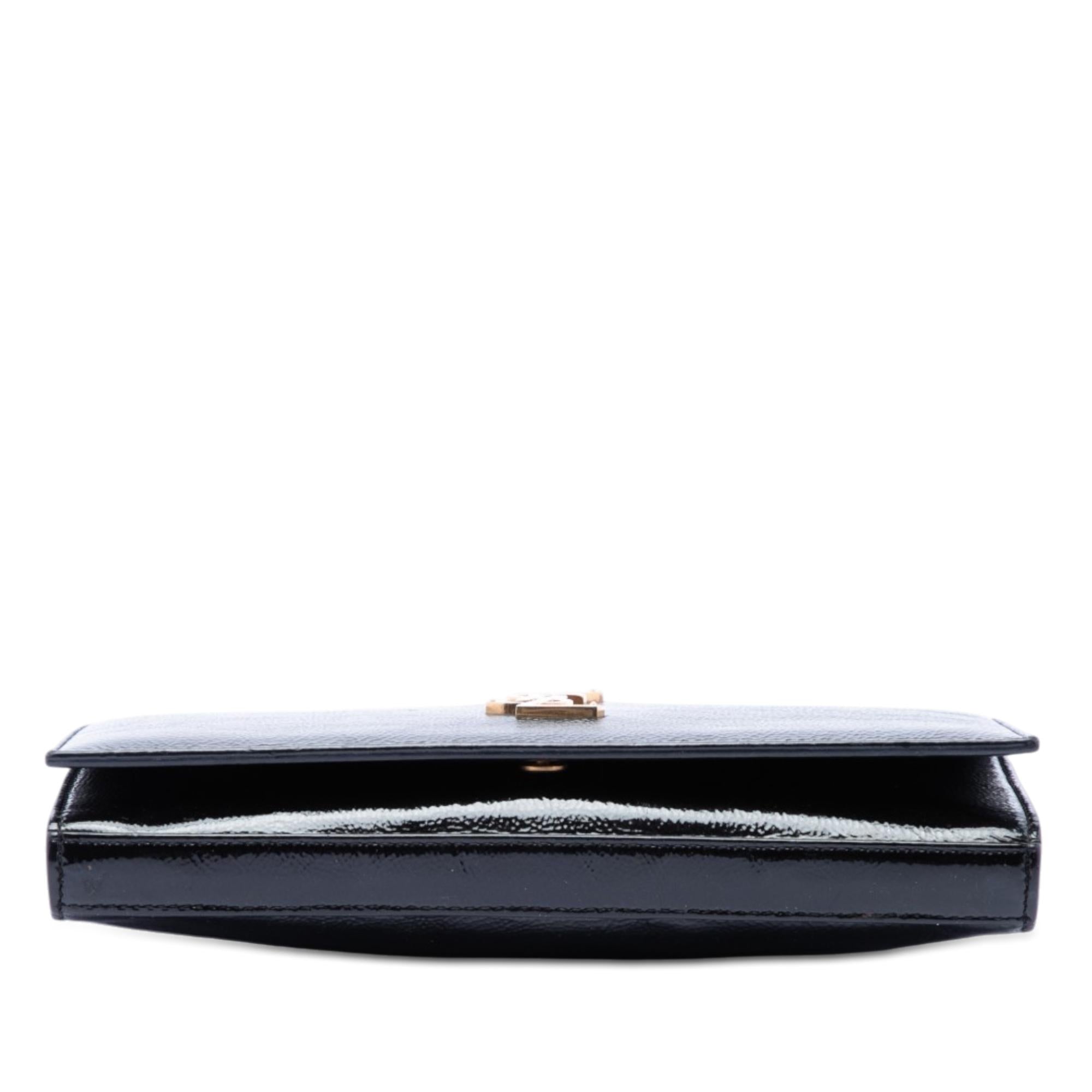 Saint Laurent Textured Patent Monogram Kate Wallet on Chain