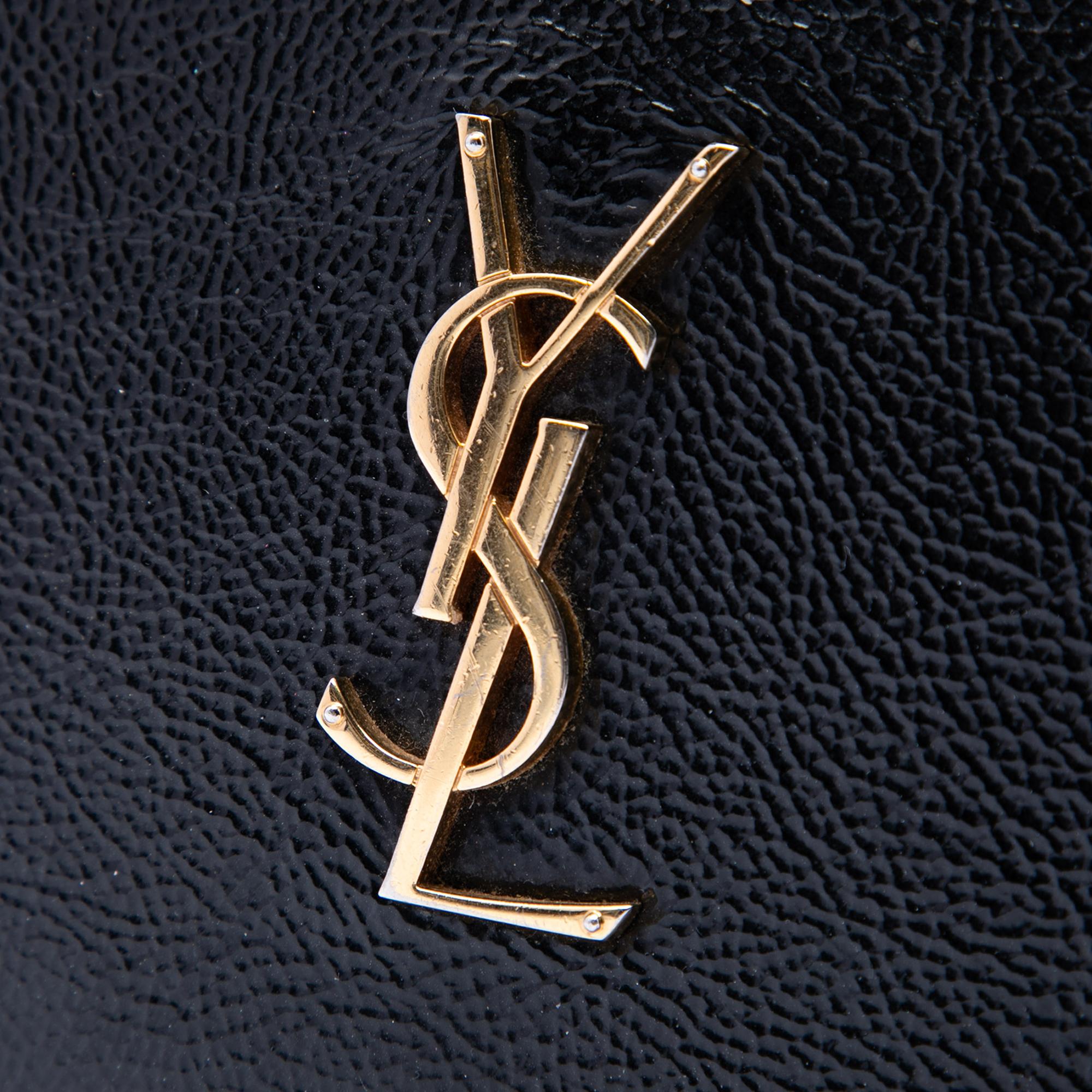 Saint Laurent Textured Patent Monogram Kate Wallet on Chain