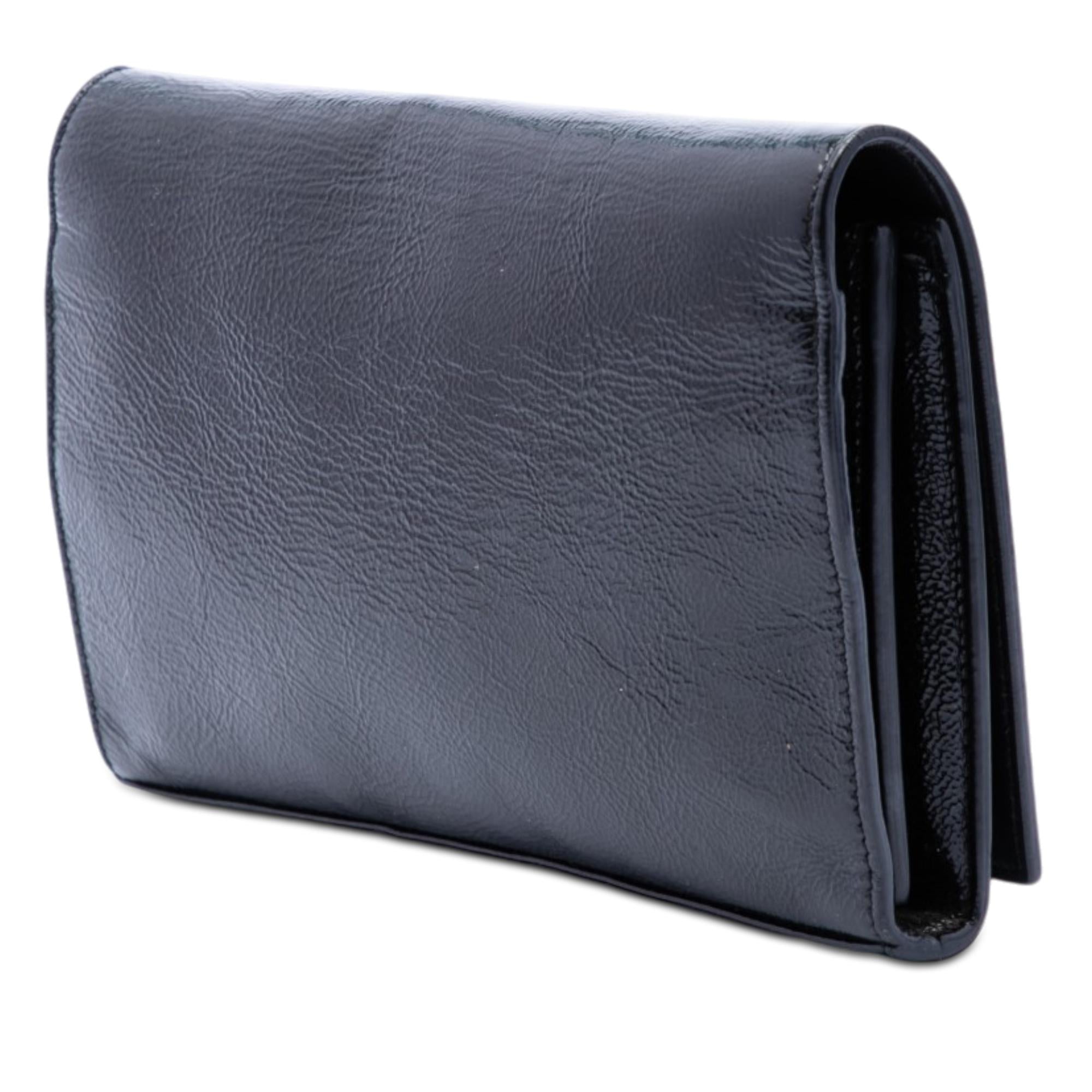 Saint Laurent Textured Patent Monogram Kate Wallet on Chain