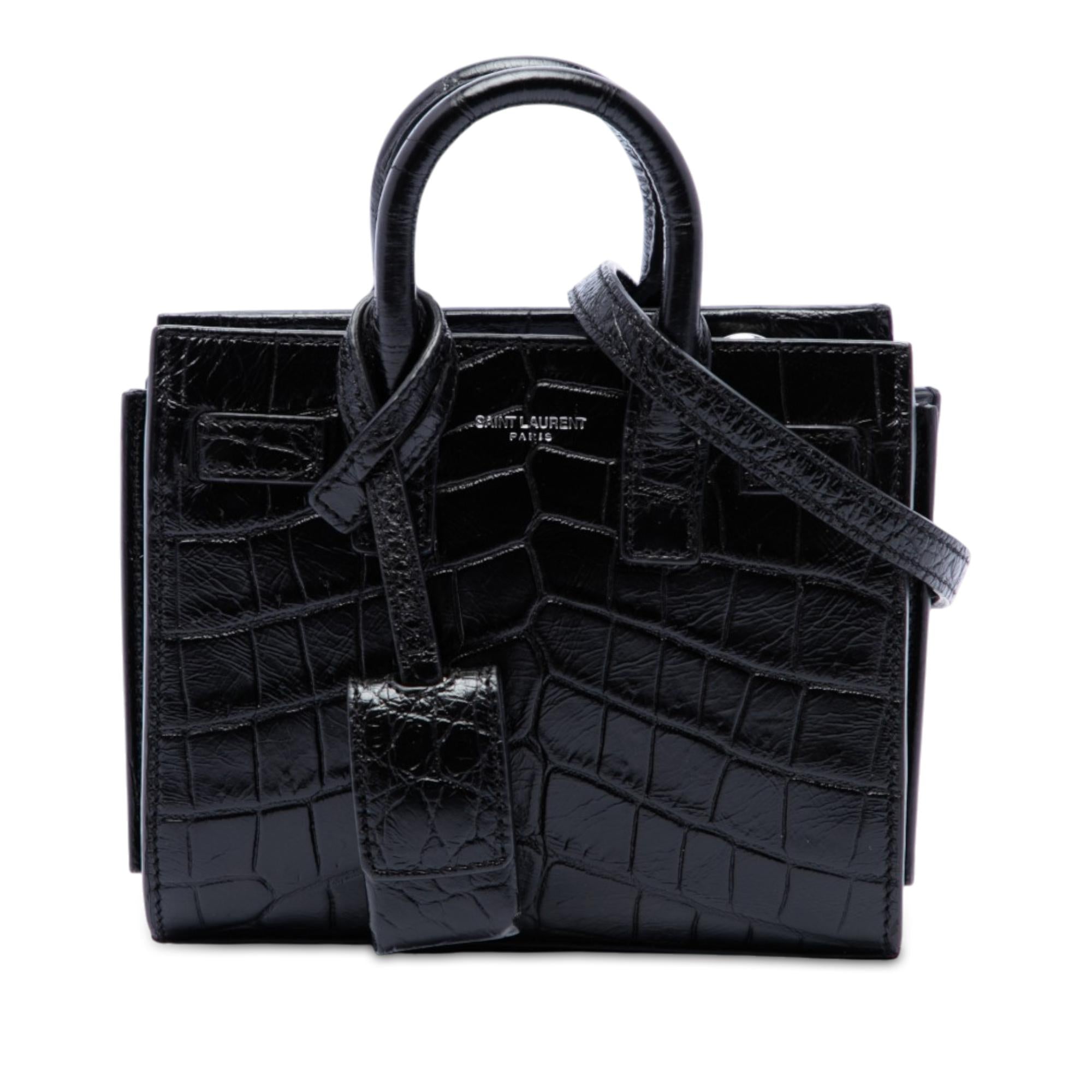 Saint Laurent Toy Croc Embossed Leather Sac De Jour Satchel