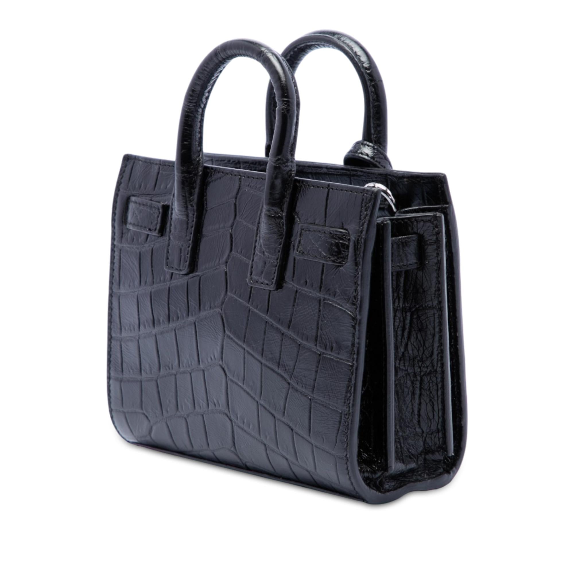 Saint Laurent Toy Croc Embossed Leather Sac De Jour Satchel